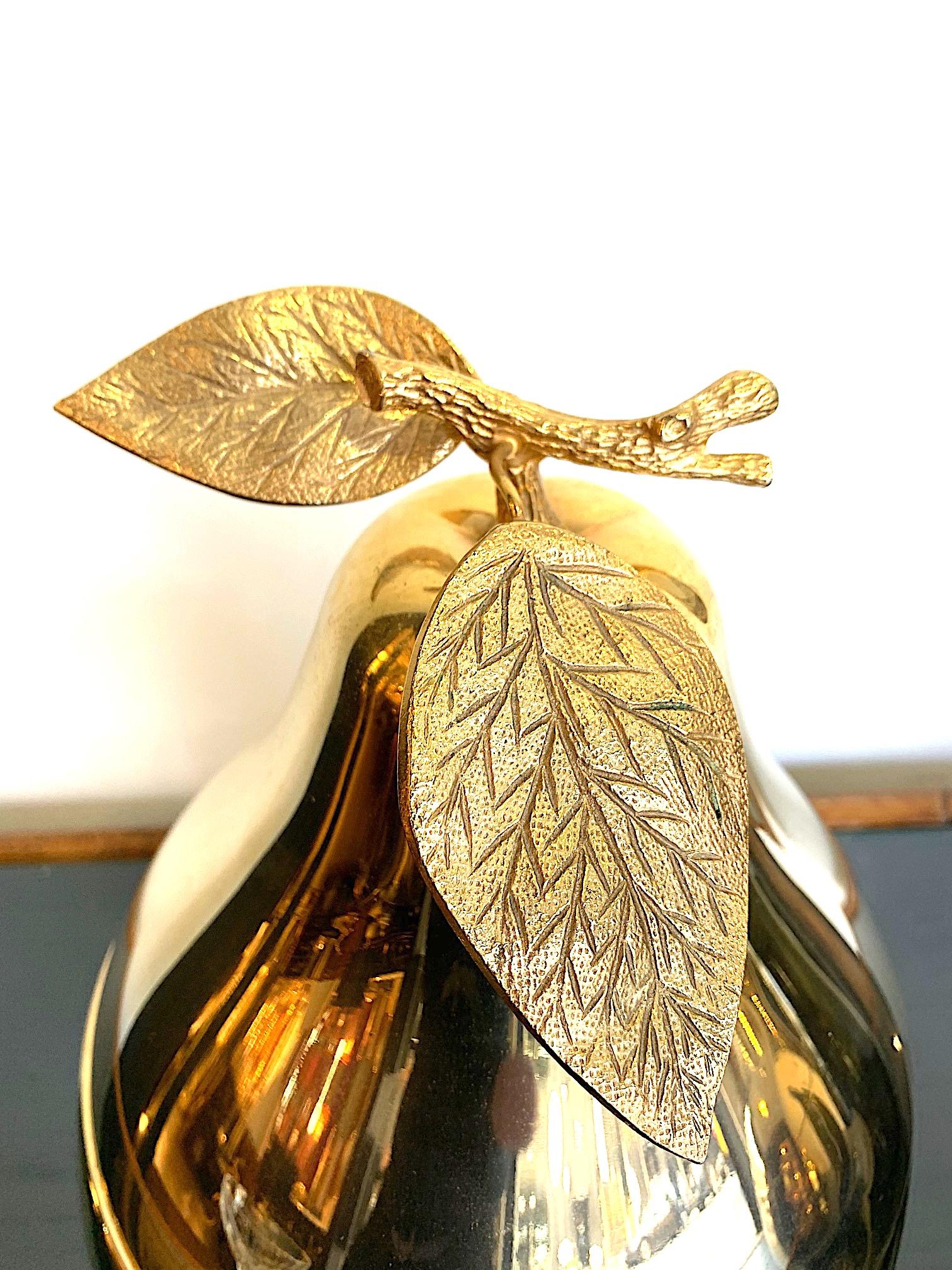 Large 24-Carat Gold-Plated Pear Shaped Ice Bucket with Detailed Leaf Handle 2