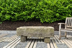 A Large 4ft Antique Carved Stone Trough Planter Garden Feature on Pedestal Feet