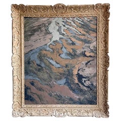 A Large Abstract Acrylic on Paper Artwork by Jean-Pierre Villeneuve in a Montpar
