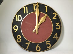 Large Architectural Clock Face with Gilt Numbers and Hands