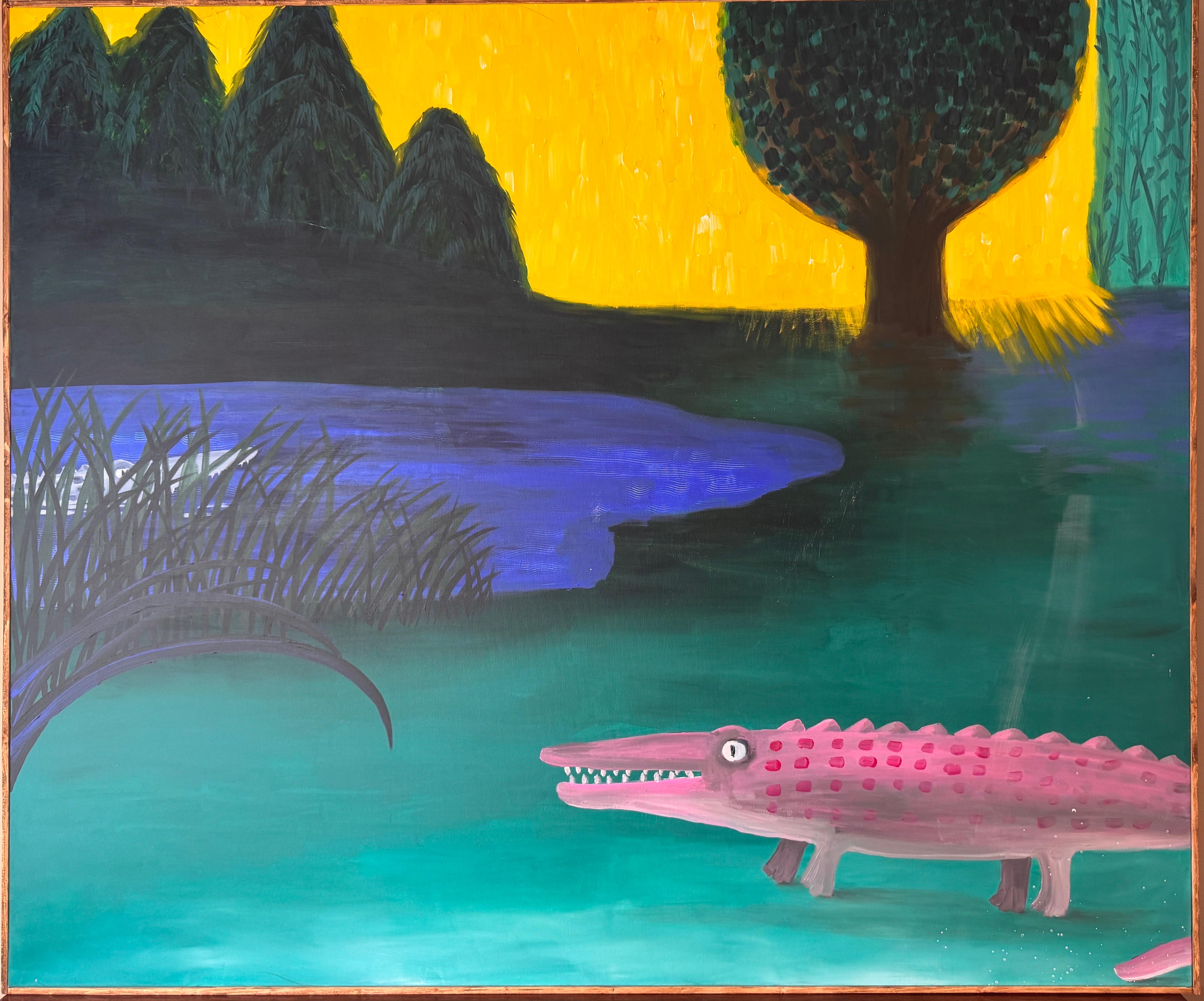Canvas A large acrilic on canvas painting by Virginia Panichi For Sale
