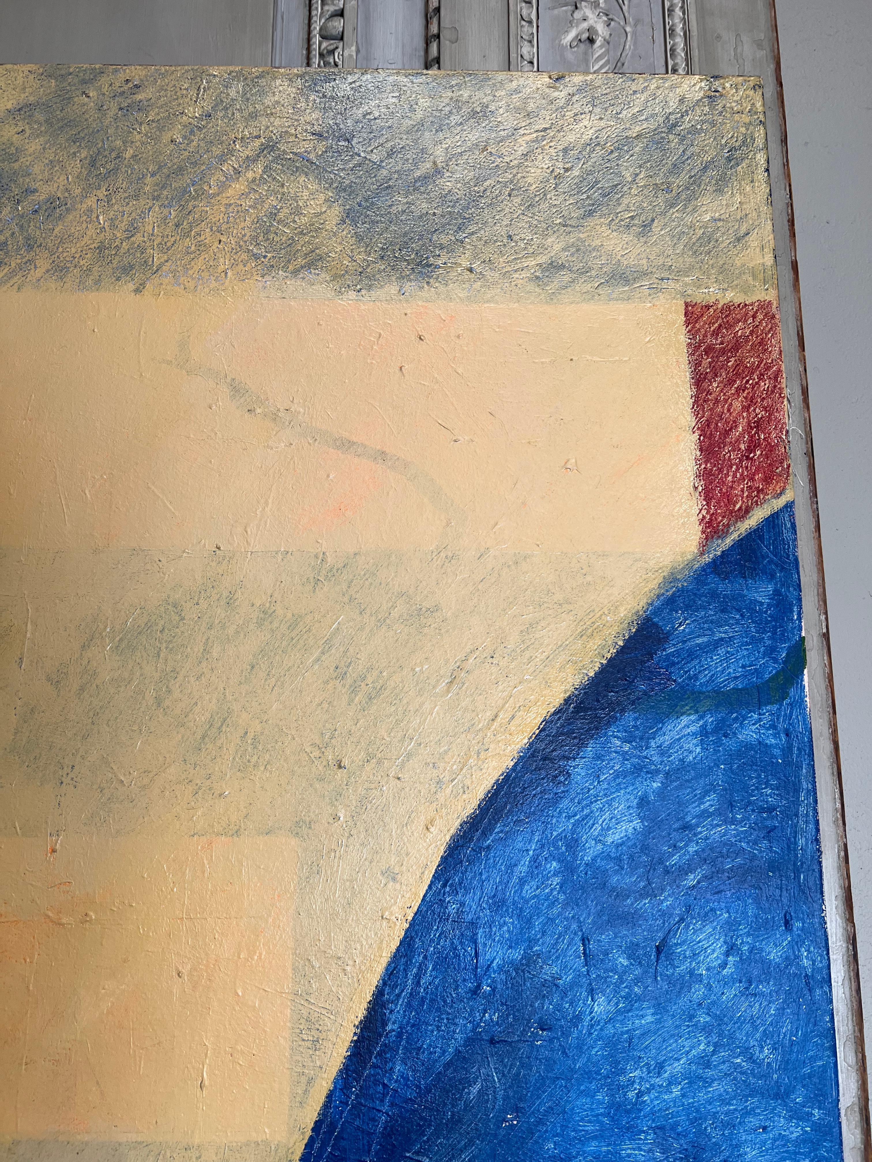 Contemporary A Large Acrylic on Canvas In Yellow, Blue, Red and Purple For Sale