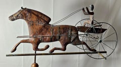 A Large American Copper & Brass Sulky Driver Weathervane 19th Century