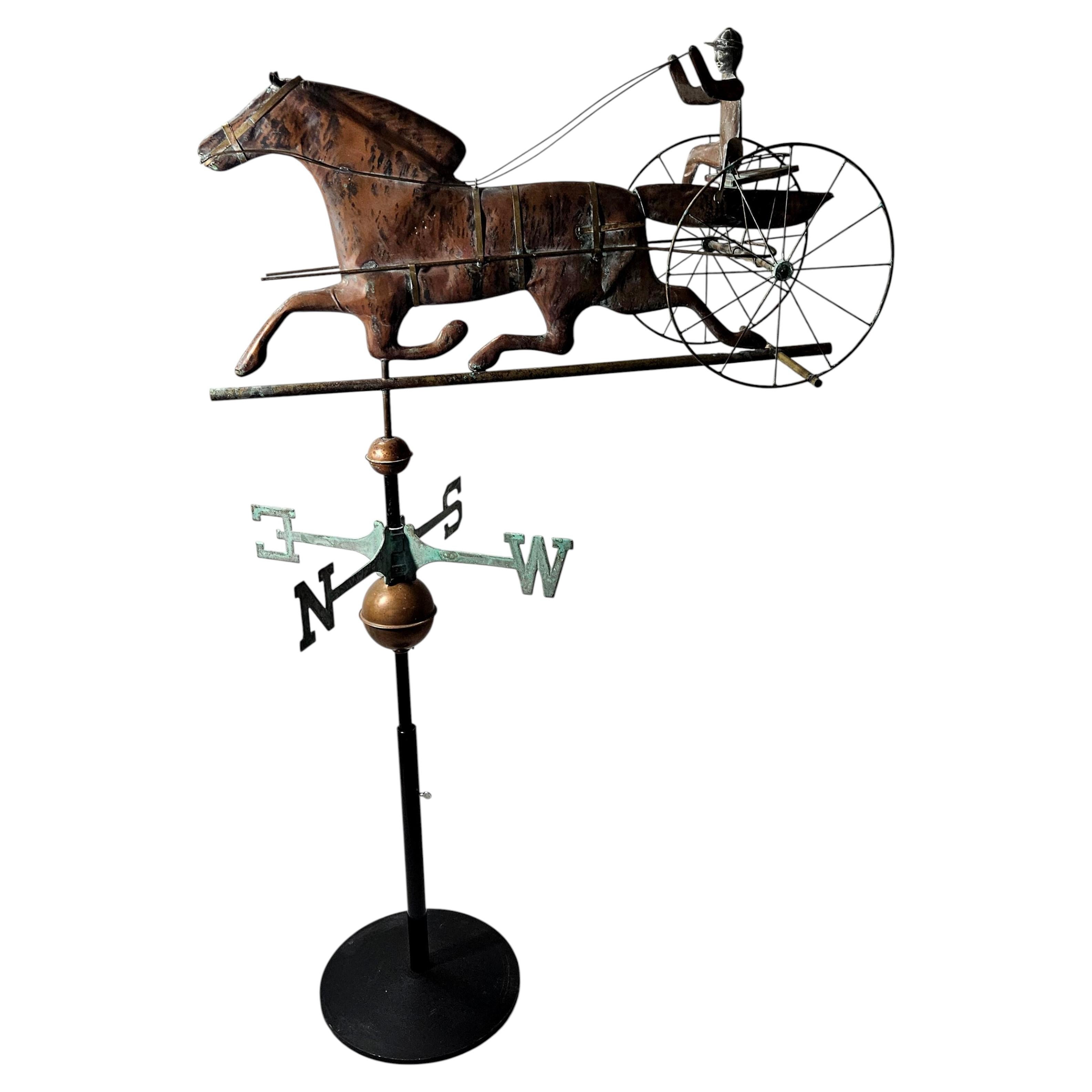 A Large American Copper & Brass Sulky Driver Weathervane 19th Century