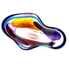Large American Studio Glass Colored “Lava” Centerpiece by, Leon Applebaum