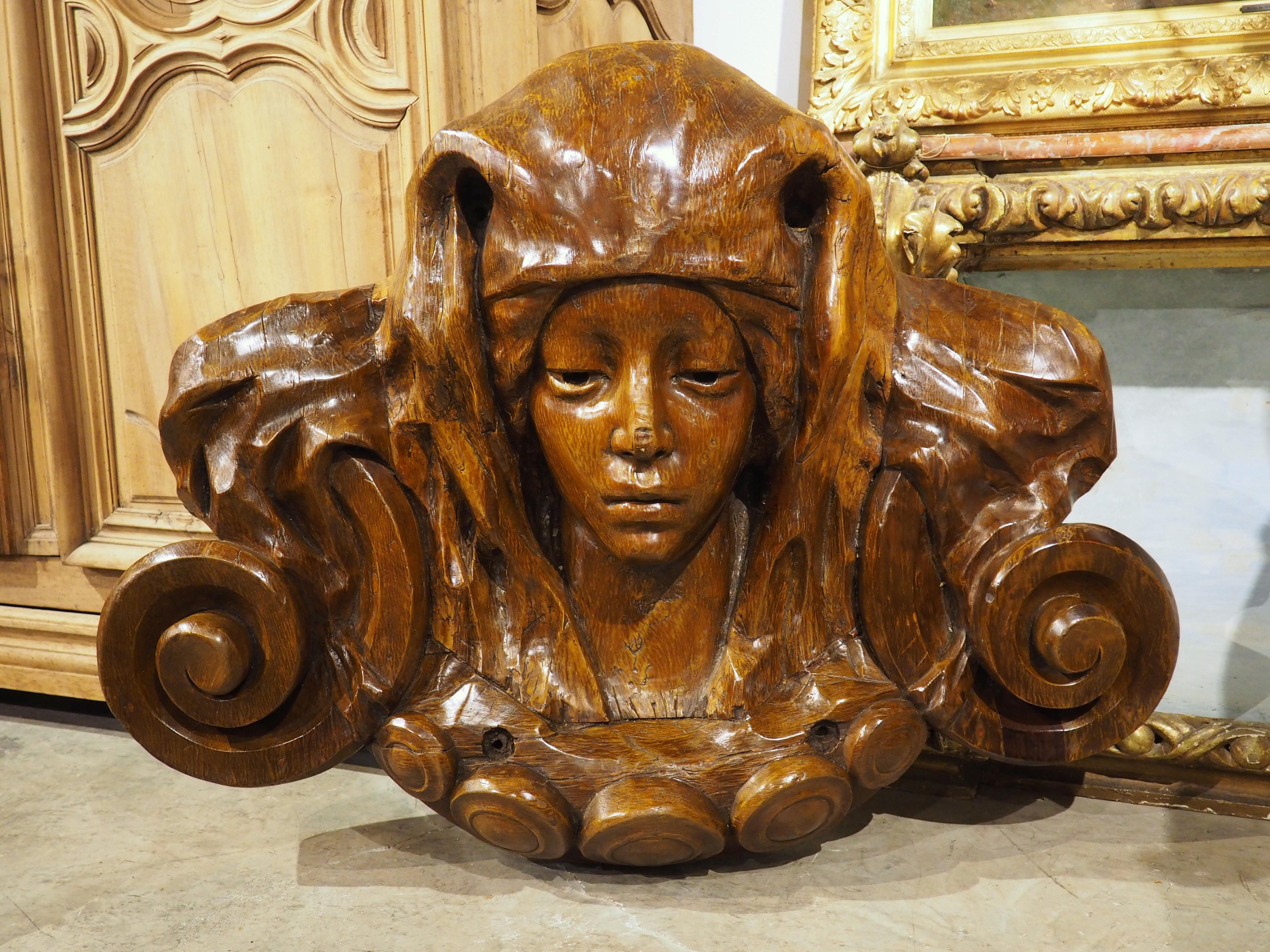 Hand-Carved A Large and Decorative Carved Wooden Boiserie Element from France, Late 1800s For Sale