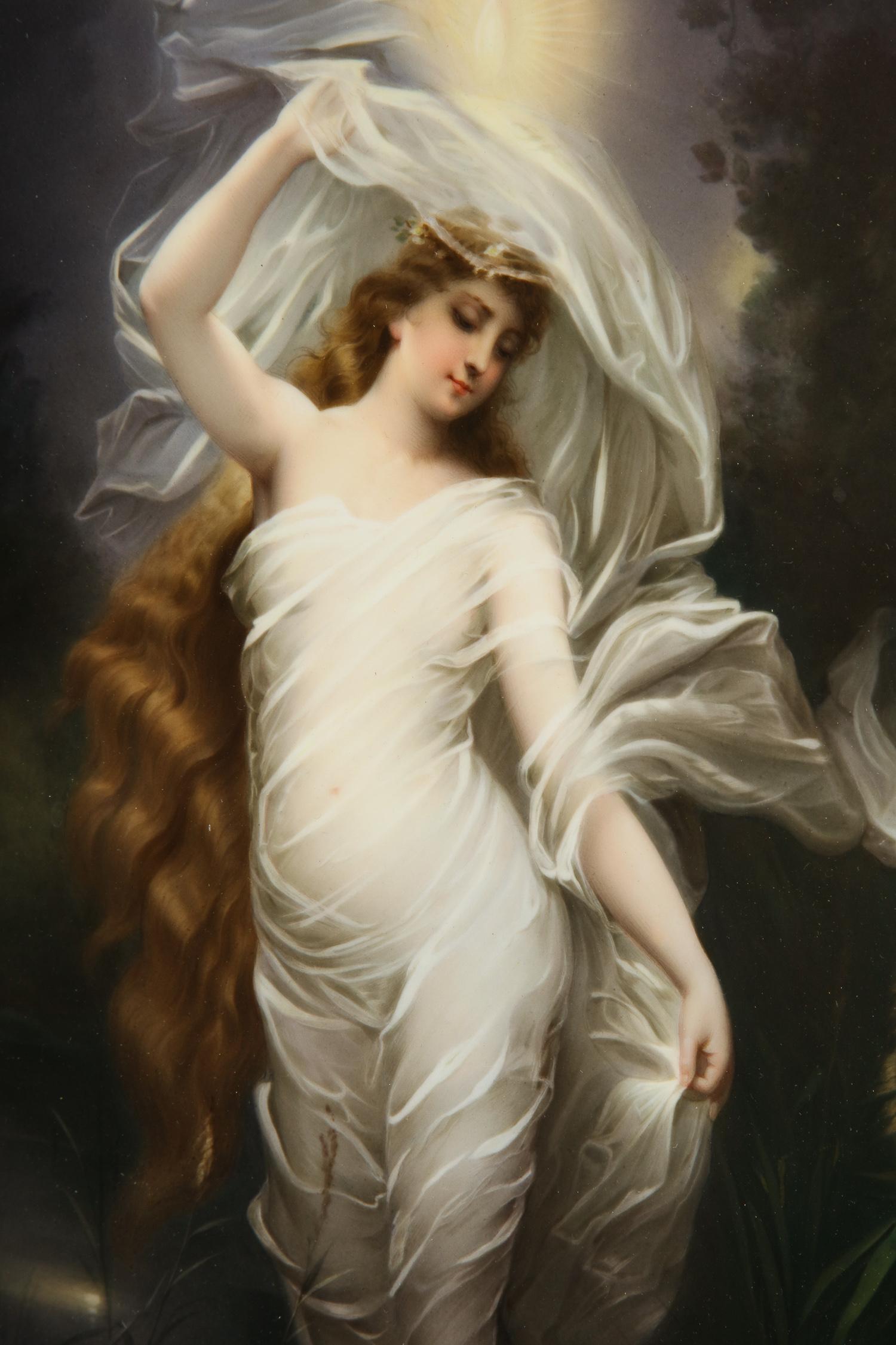 Large and Exceptional Berlin KPM Porcelain Plaque of Female Maiden, Dietrich 3
