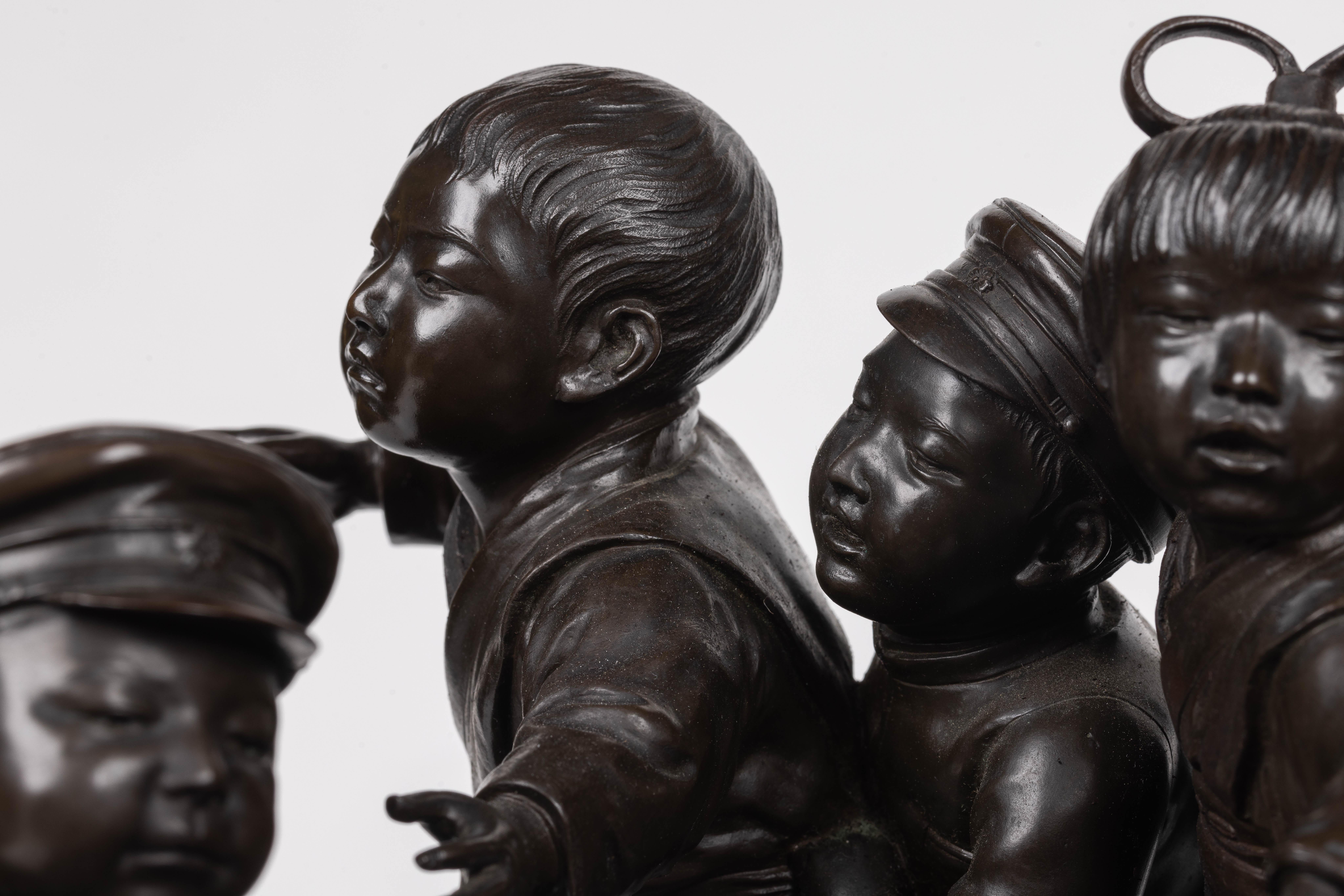 Große und außergewöhnliche japanische Bronzeskulptur aus der japanischen Meiji-Periode der Tokio-Schule  im Angebot 1