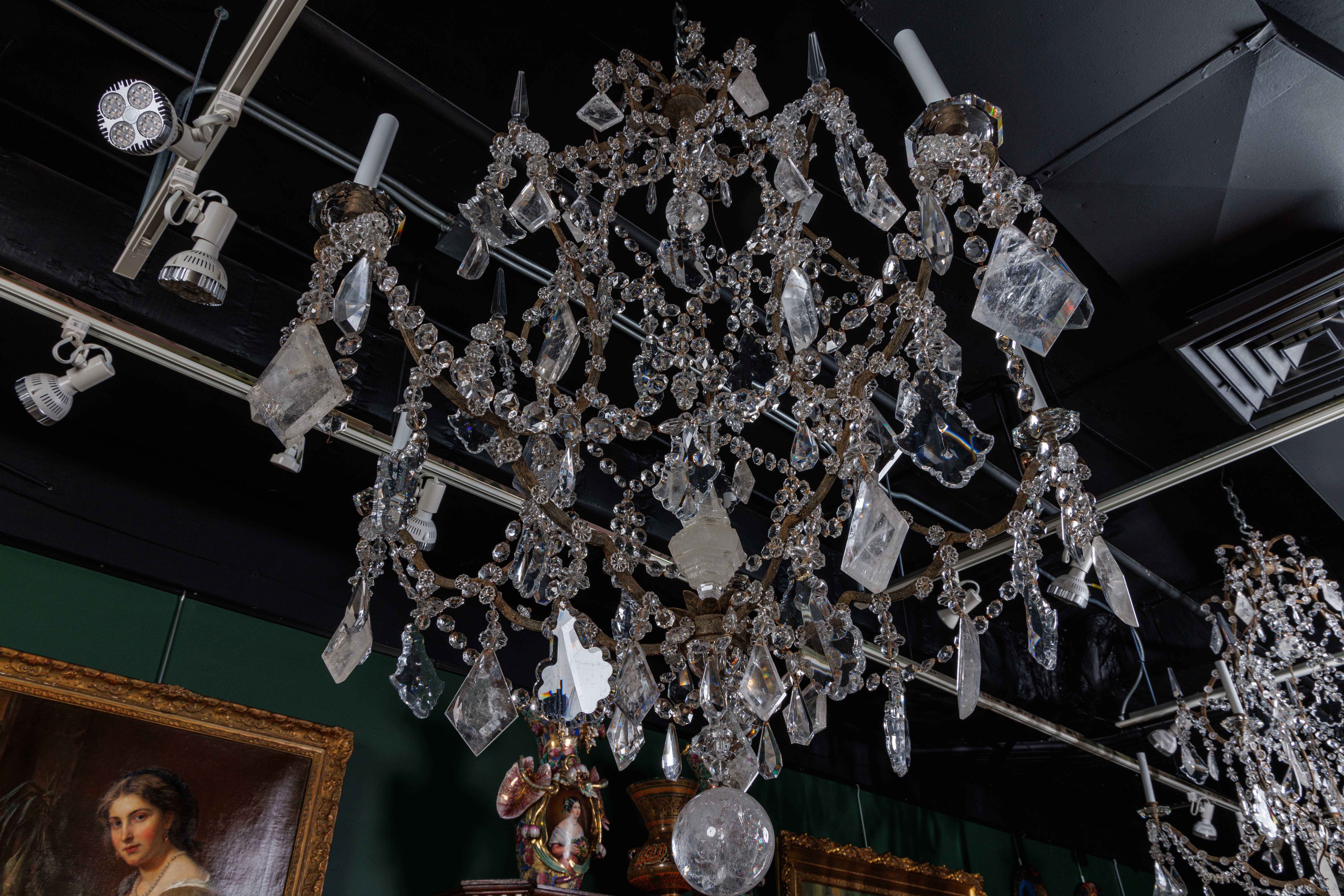 A Large and Exceptional Pair of French Rock Crystal and Glass Chandeliers For Sale 7