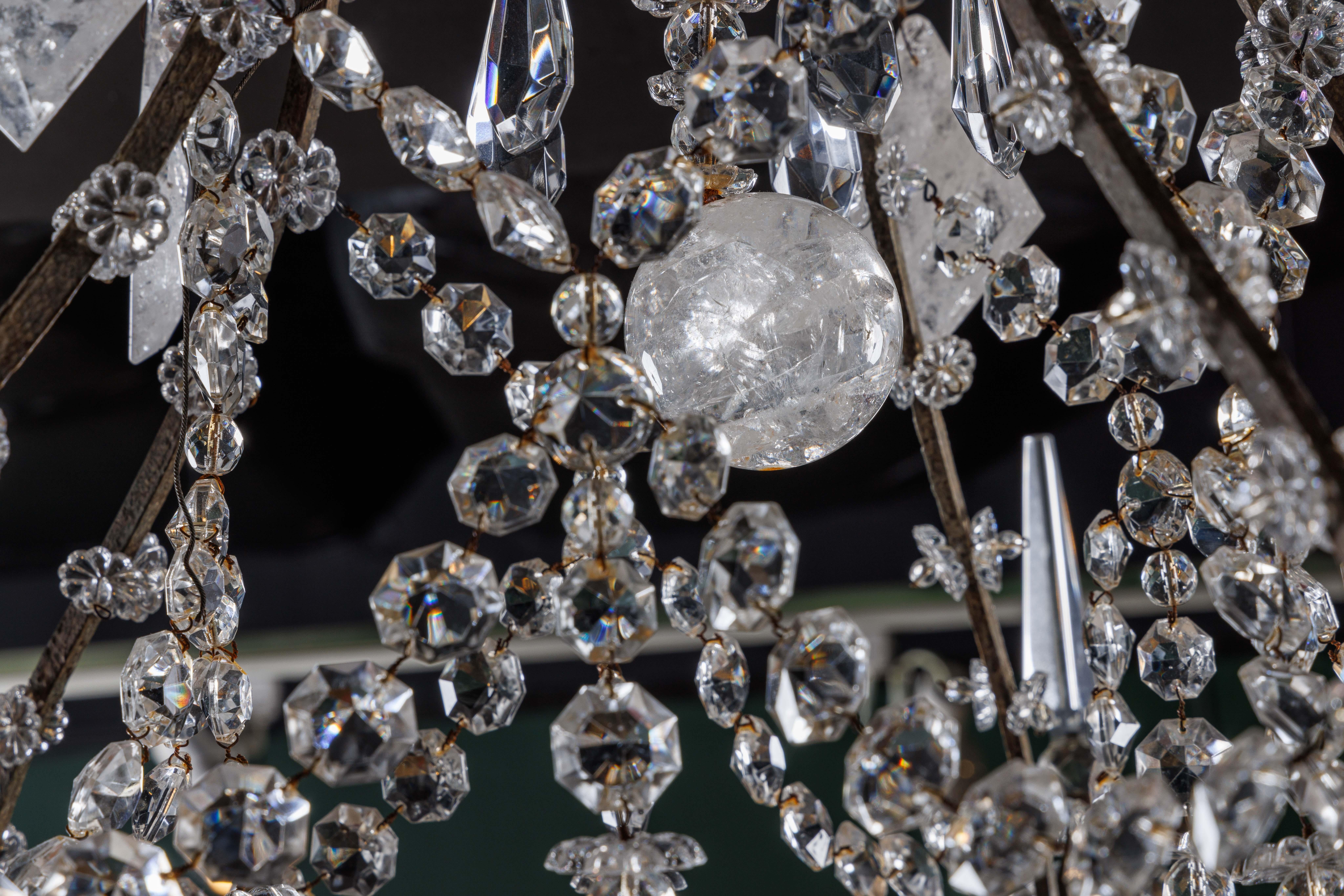 A Large and Exceptional Pair of French Rock Crystal and Glass Chandeliers For Sale 3