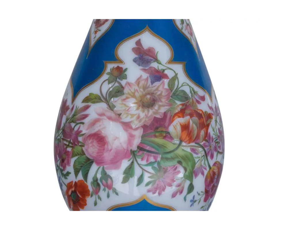 XIX secolo A Large and Exquisite Pair of French Baccarat Opaline Glass Vases in vendita