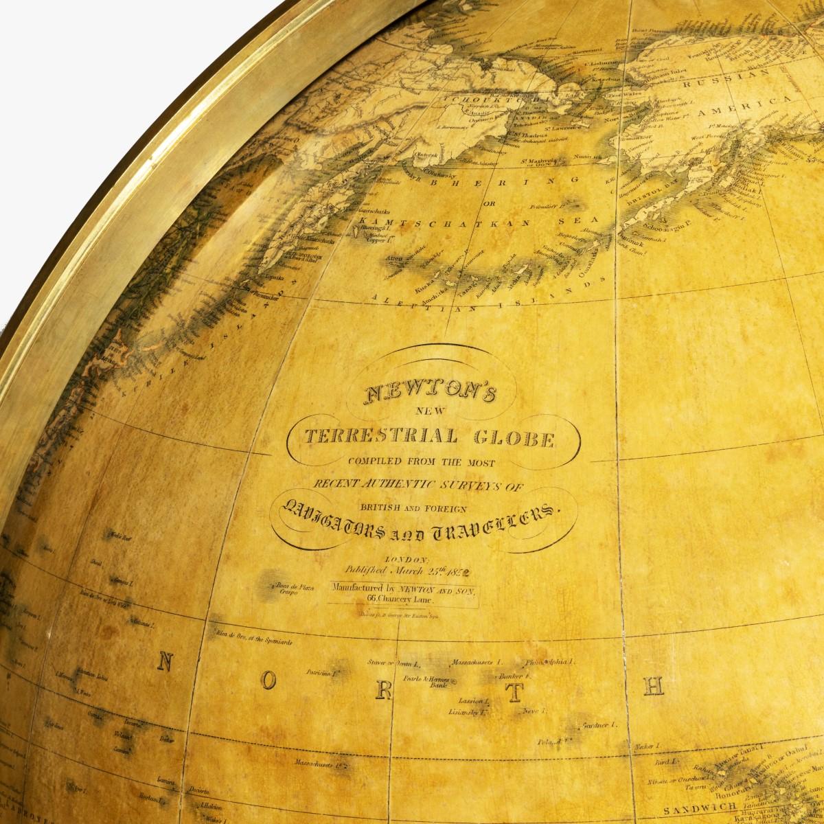 A large and extremely rare 24-inch terrestrial globe by Newton

Our most magnificent and rare globes were a pair of 24-inch Newton globes. 

These too were updated in 1852 (terrestrial) and 1860 (celestial) while the original spheres and