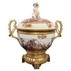 A Large and Fantastic 19th Century Bronze Mounted K.P.M. Porcelain Centerpiece