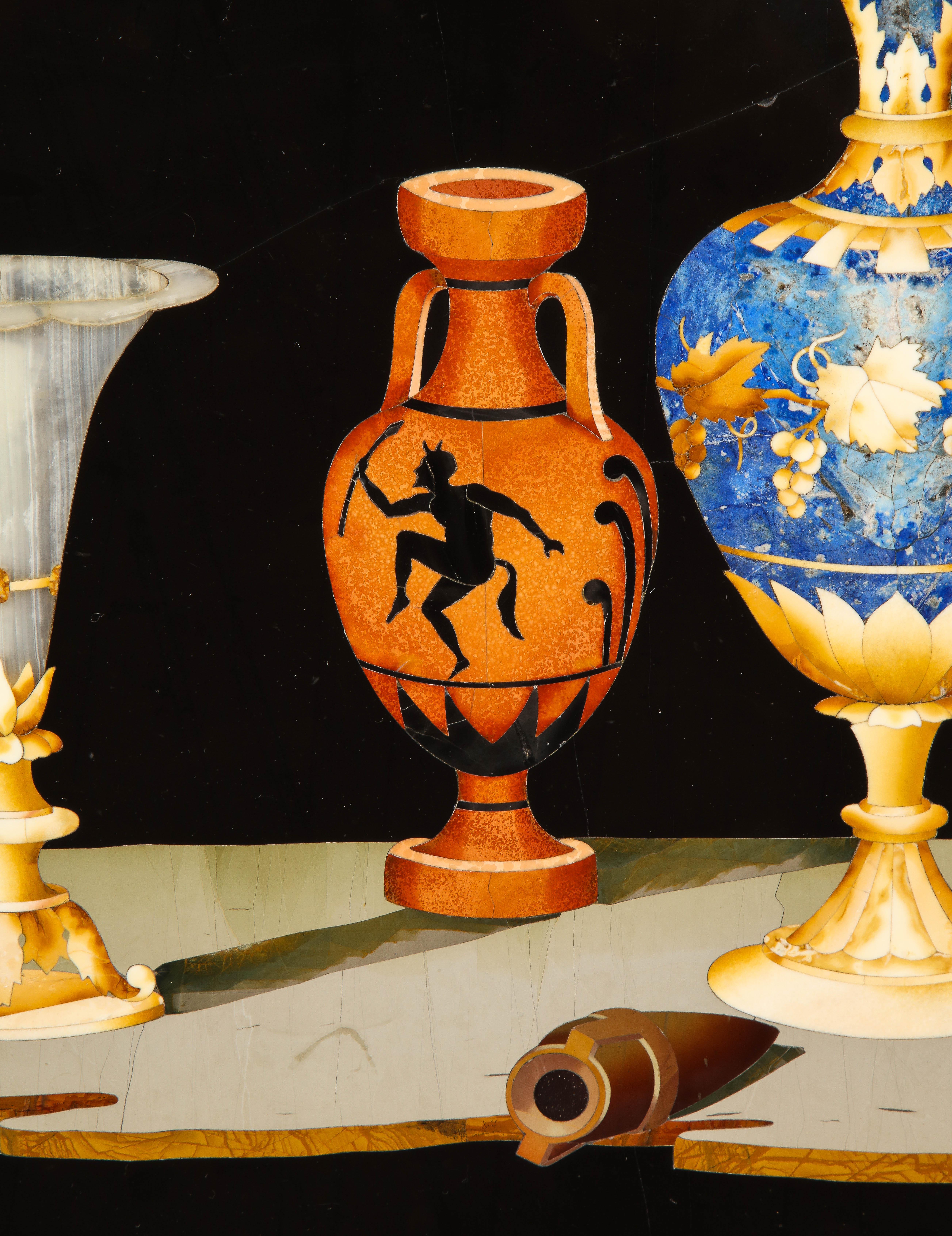 A Large and Fine 19th Century Italian Pietra Dura Still-Life Framed Panel For Sale 3