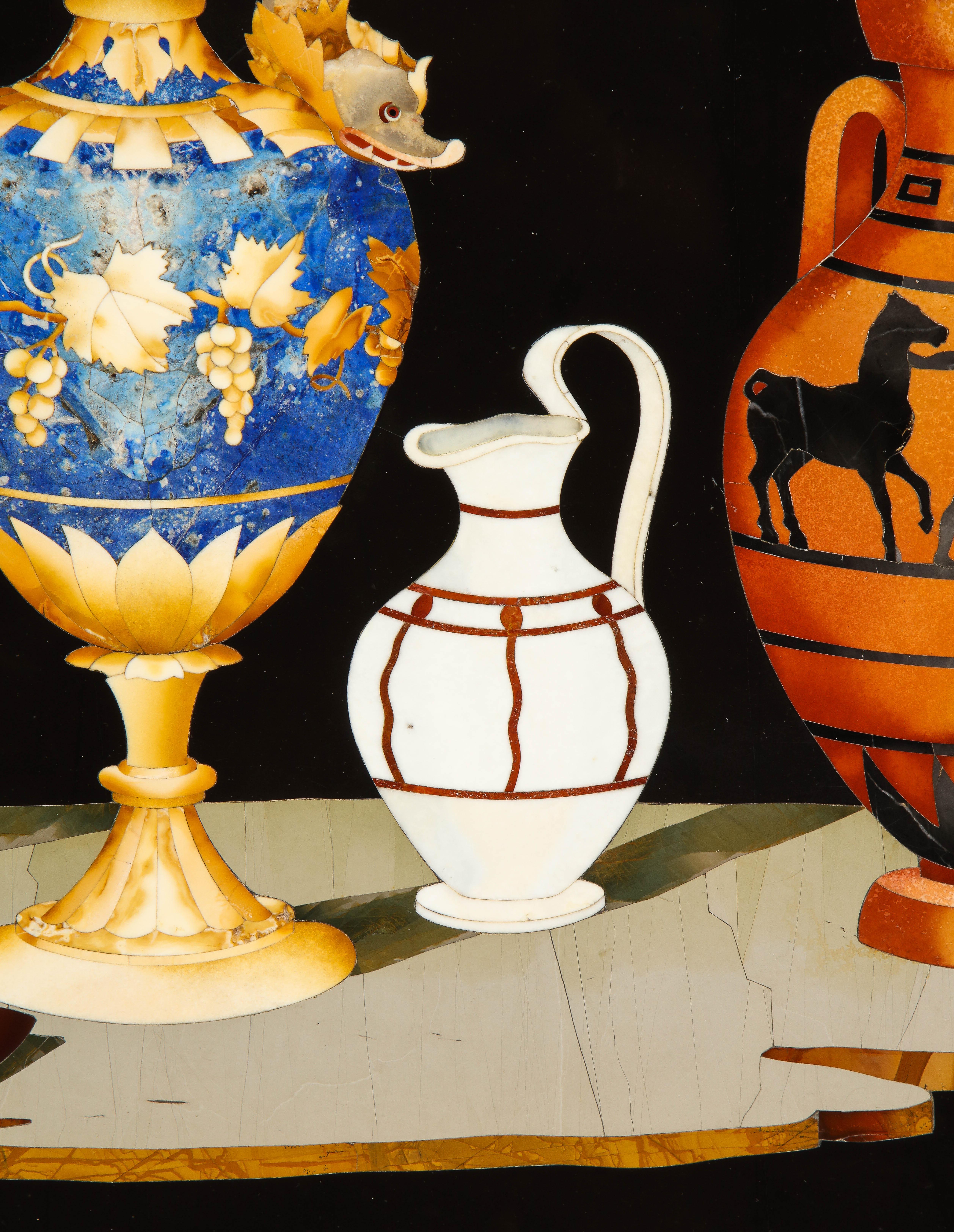 A Large and Fine 19th Century Italian Pietra Dura Still-Life Framed Panel For Sale 5