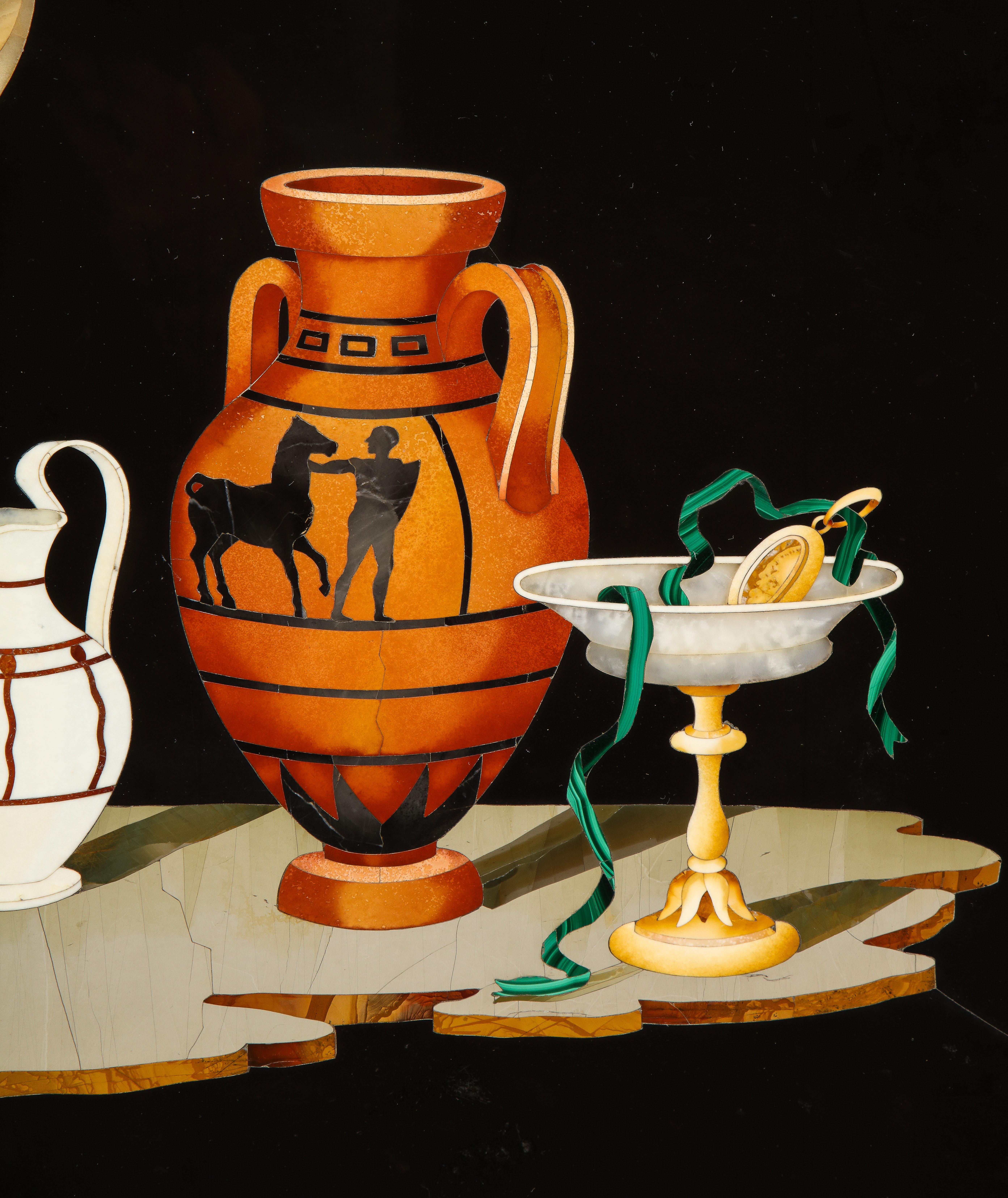 A Large and Fine 19th Century Italian Pietra Dura Still-Life Framed Panel For Sale 6