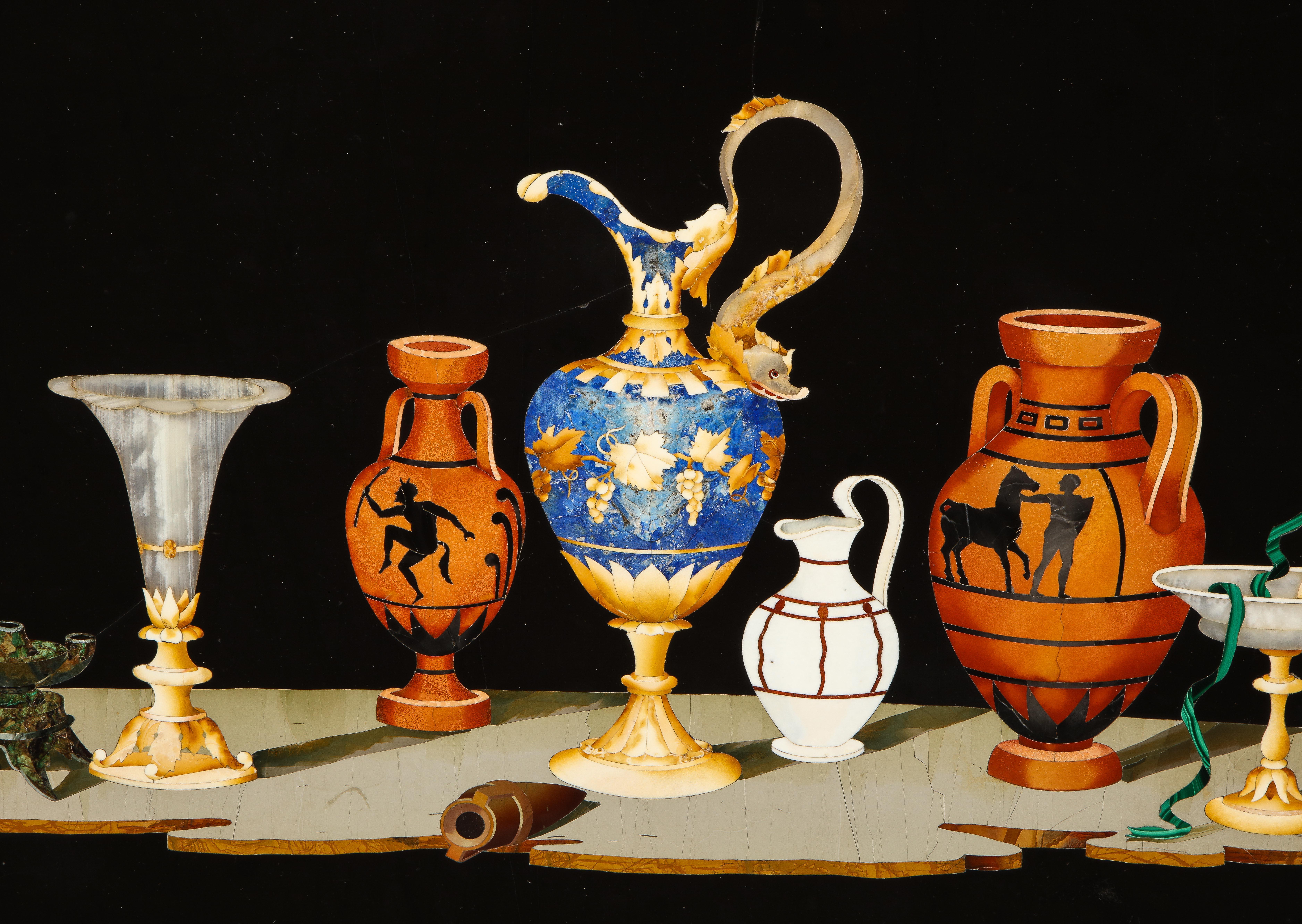 Grand Tour A Large and Fine 19th Century Italian Pietra Dura Still-Life Framed Panel For Sale