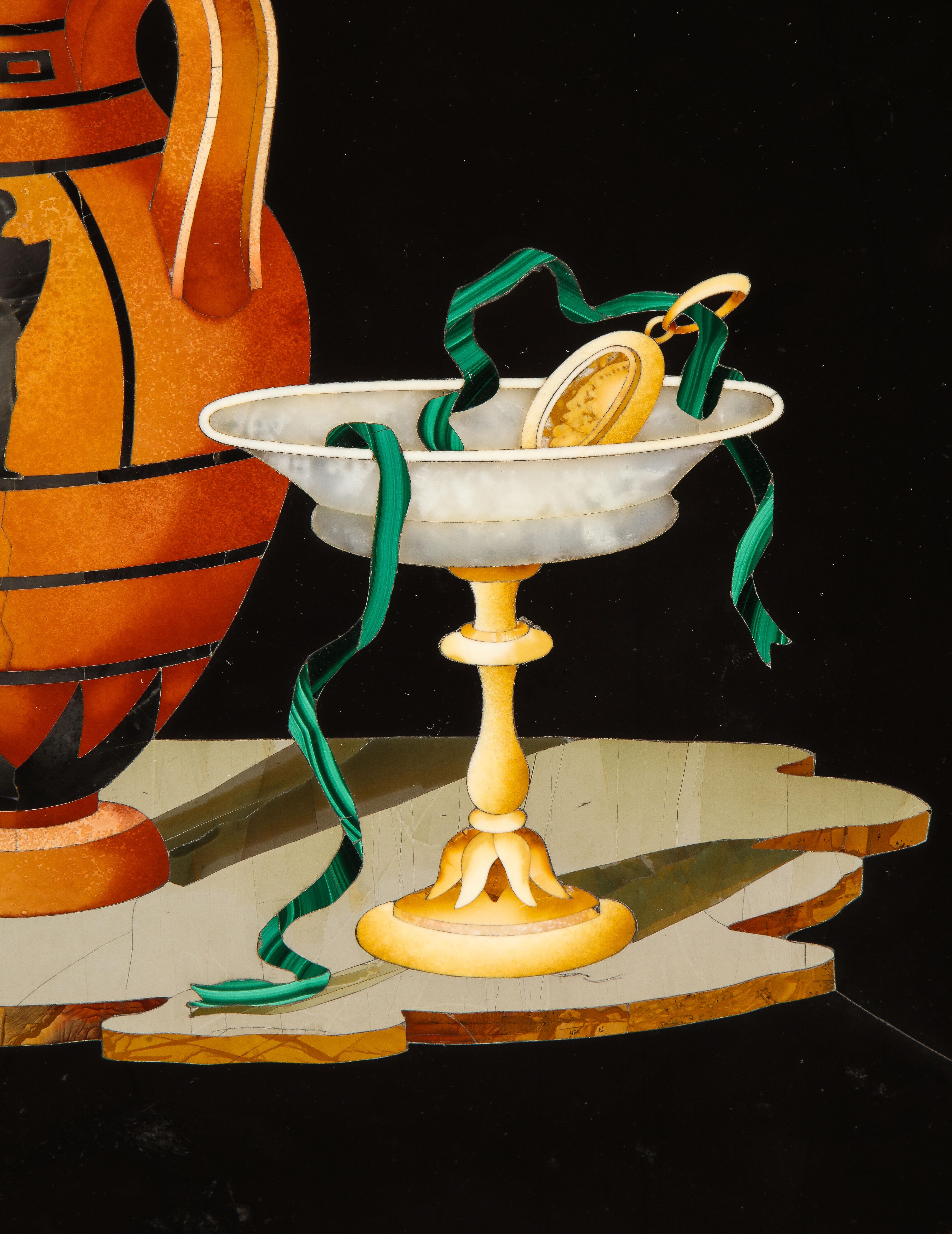 Gilt A Large and Fine 19th Century Italian Pietra Dura Still-Life Framed Panel For Sale