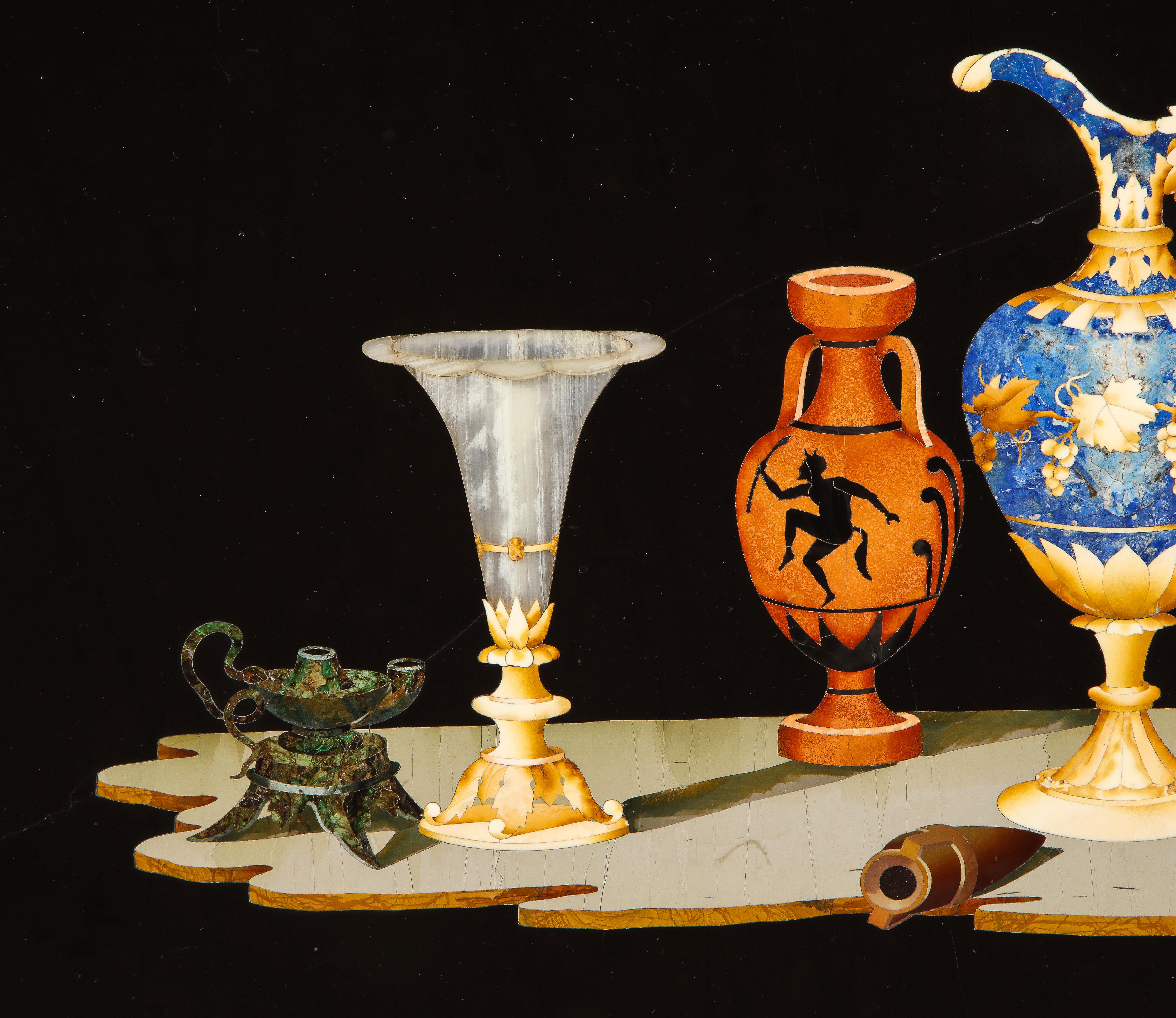 A Large and Fine 19th Century Italian Pietra Dura Still-Life Framed Panel In Good Condition For Sale In New York, NY