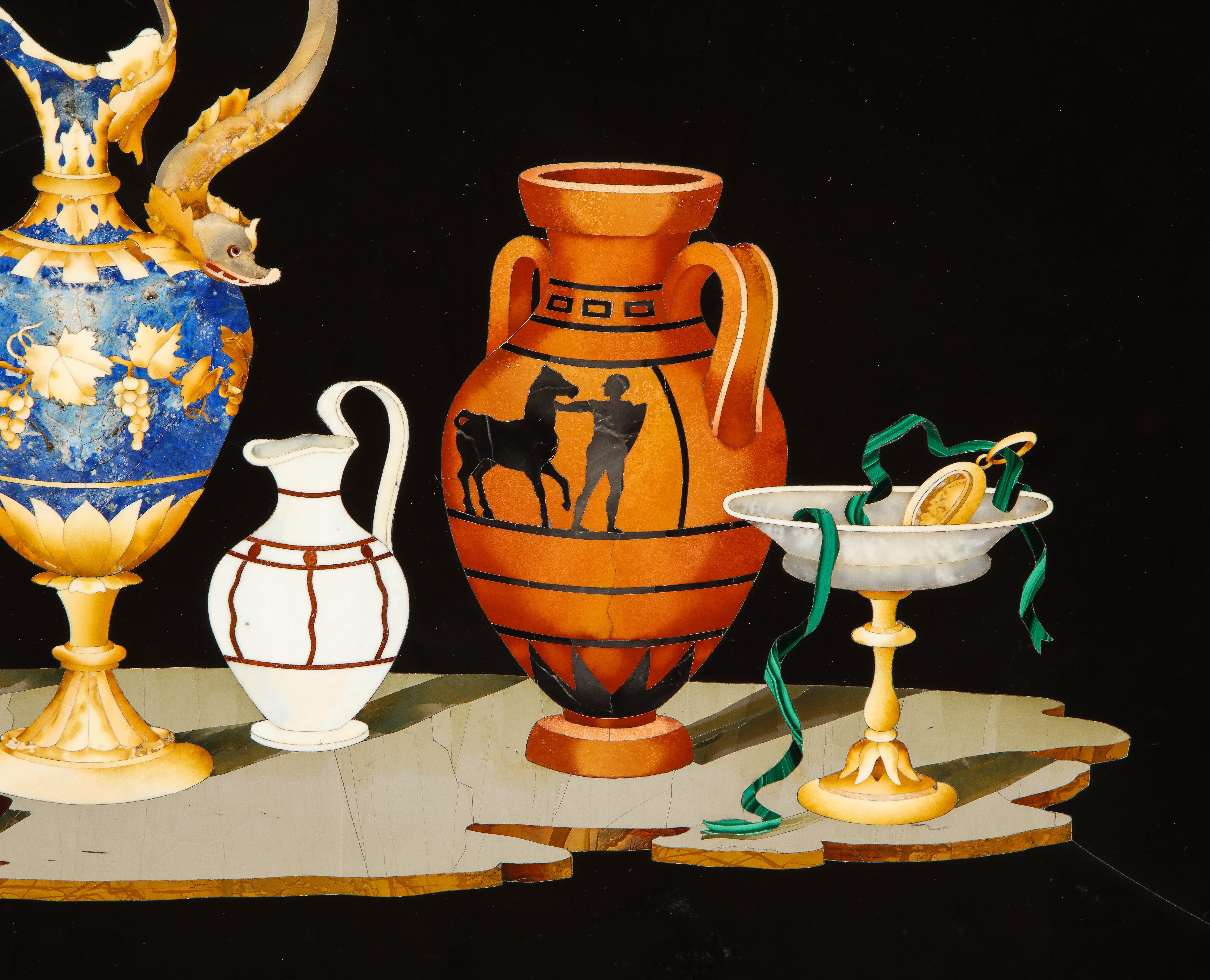 Late 19th Century A Large and Fine 19th Century Italian Pietra Dura Still-Life Framed Panel For Sale