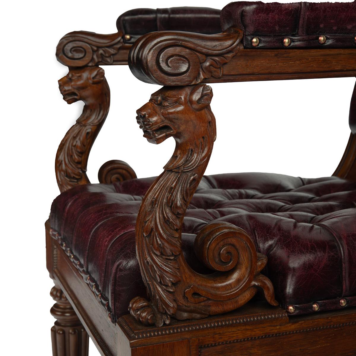 Une grande et belle paire de fauteuils Regency en bois de rose en vente 4