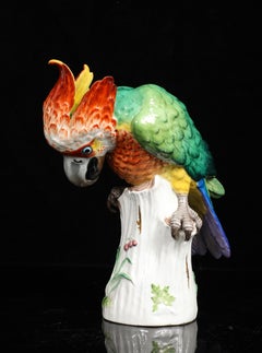 A Large and Fruitfully Colored Meissen Porcelain Model of a Cockatoo on a Branch