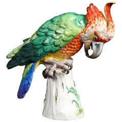 A Large and Fruitfully Colored Meissen Porcelain Model of a Cockatoo on a Branch