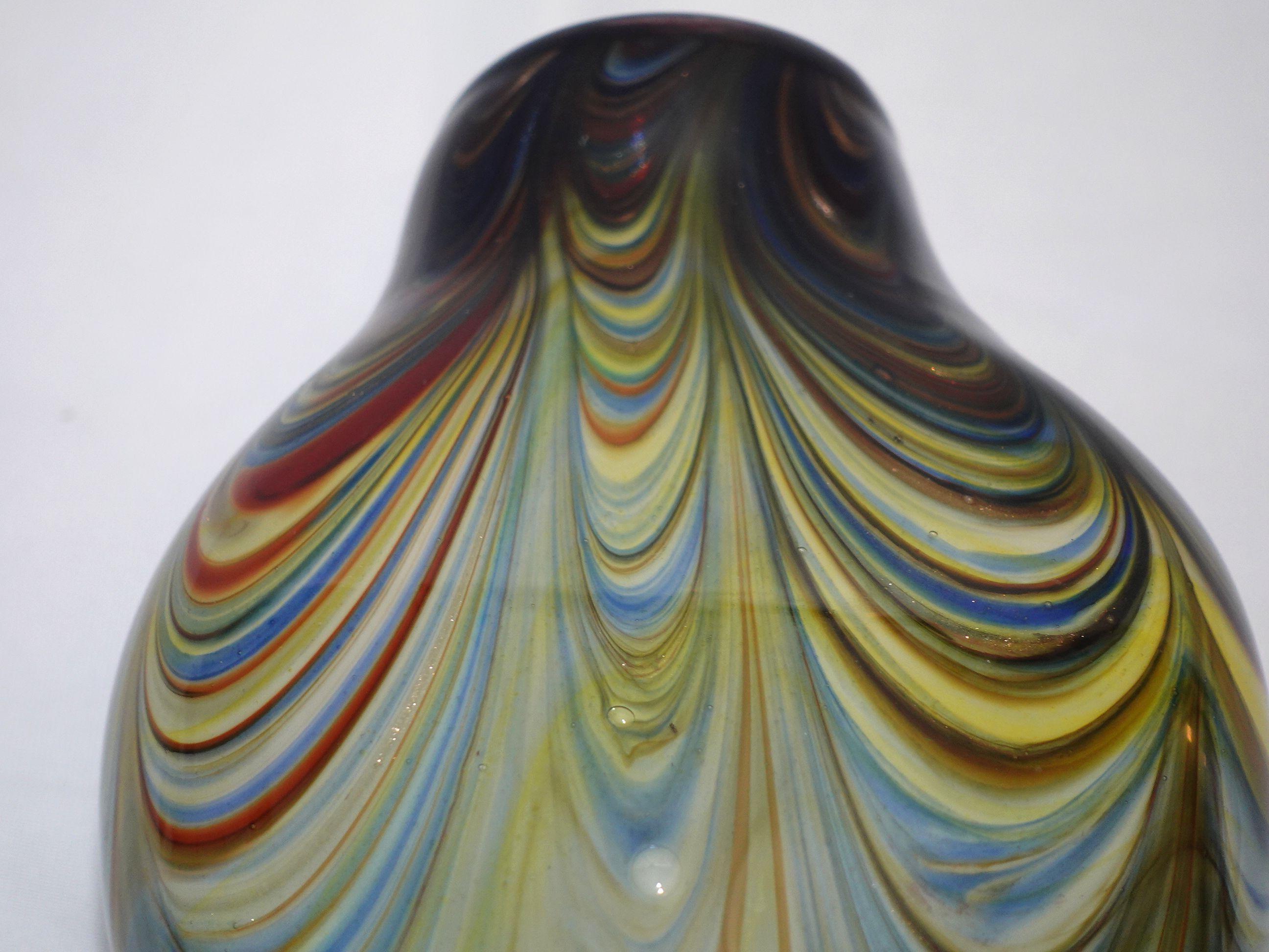 A Large and Heavy Murano Hand Blown Ripple Glass Vase For Sale 4