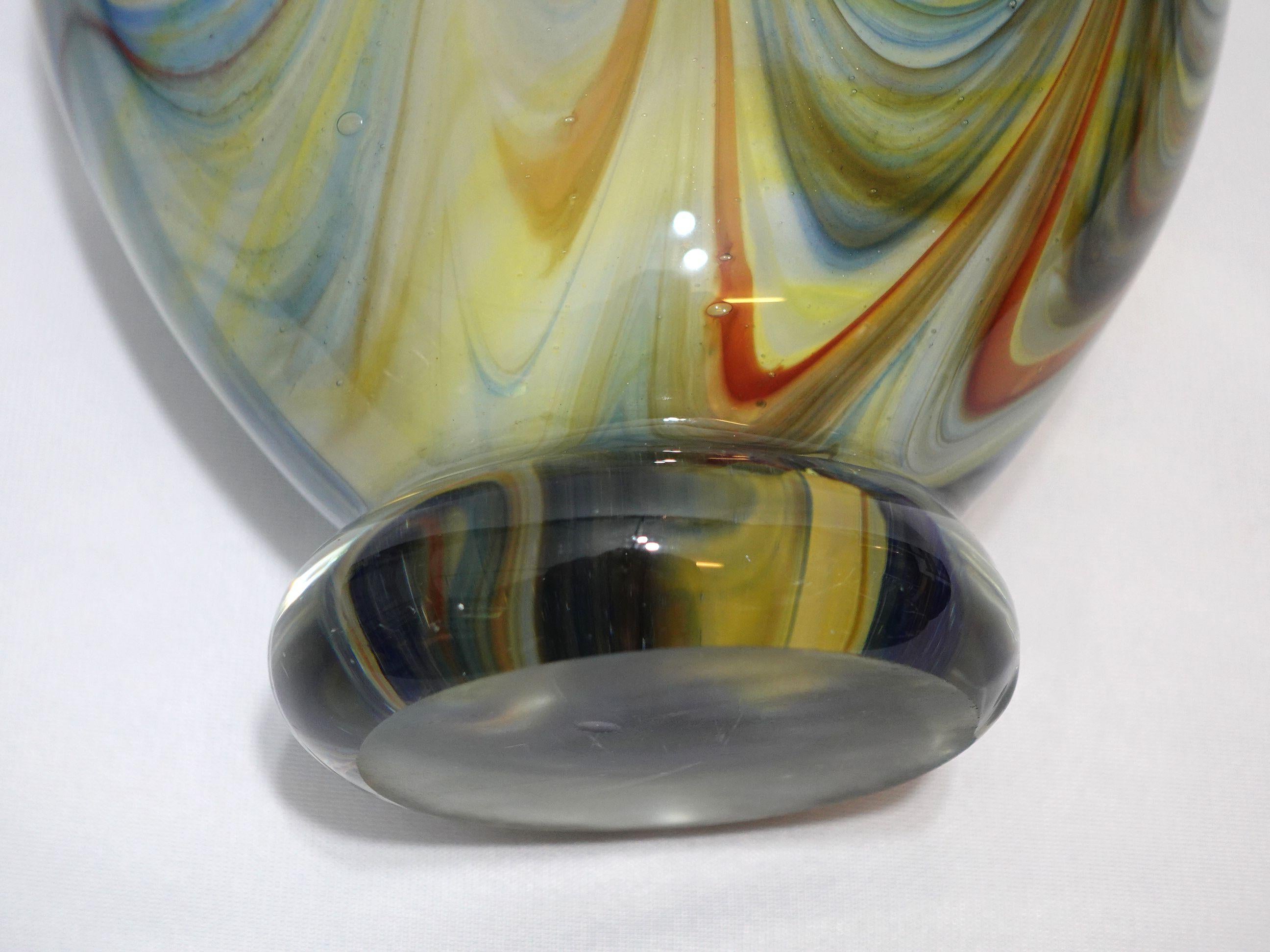 A Large and Heavy Murano Hand Blown Ripple Glass Vase For Sale 5