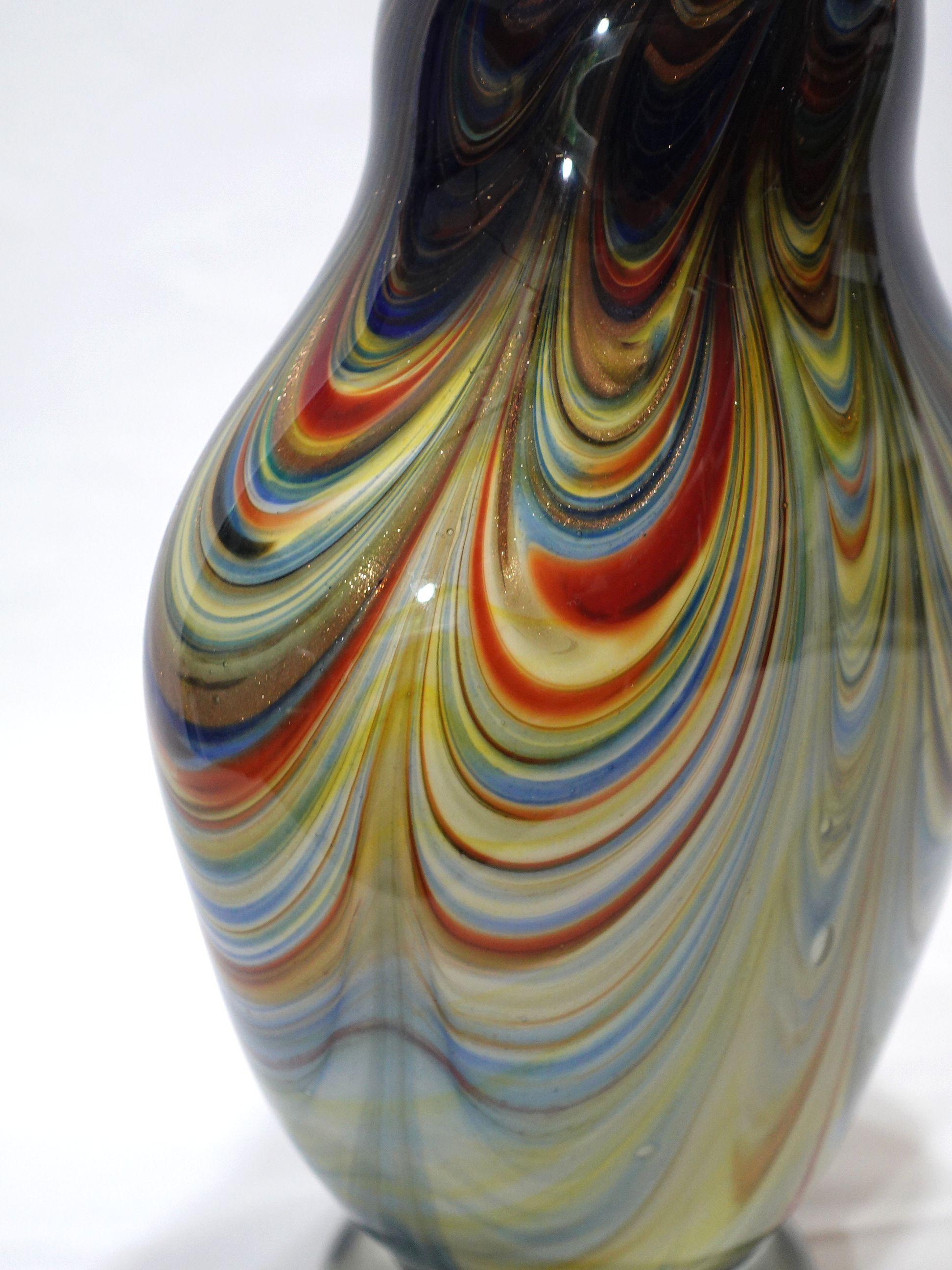 Hand-Crafted A Large and Heavy Murano Hand Blown Ripple Glass Vase For Sale