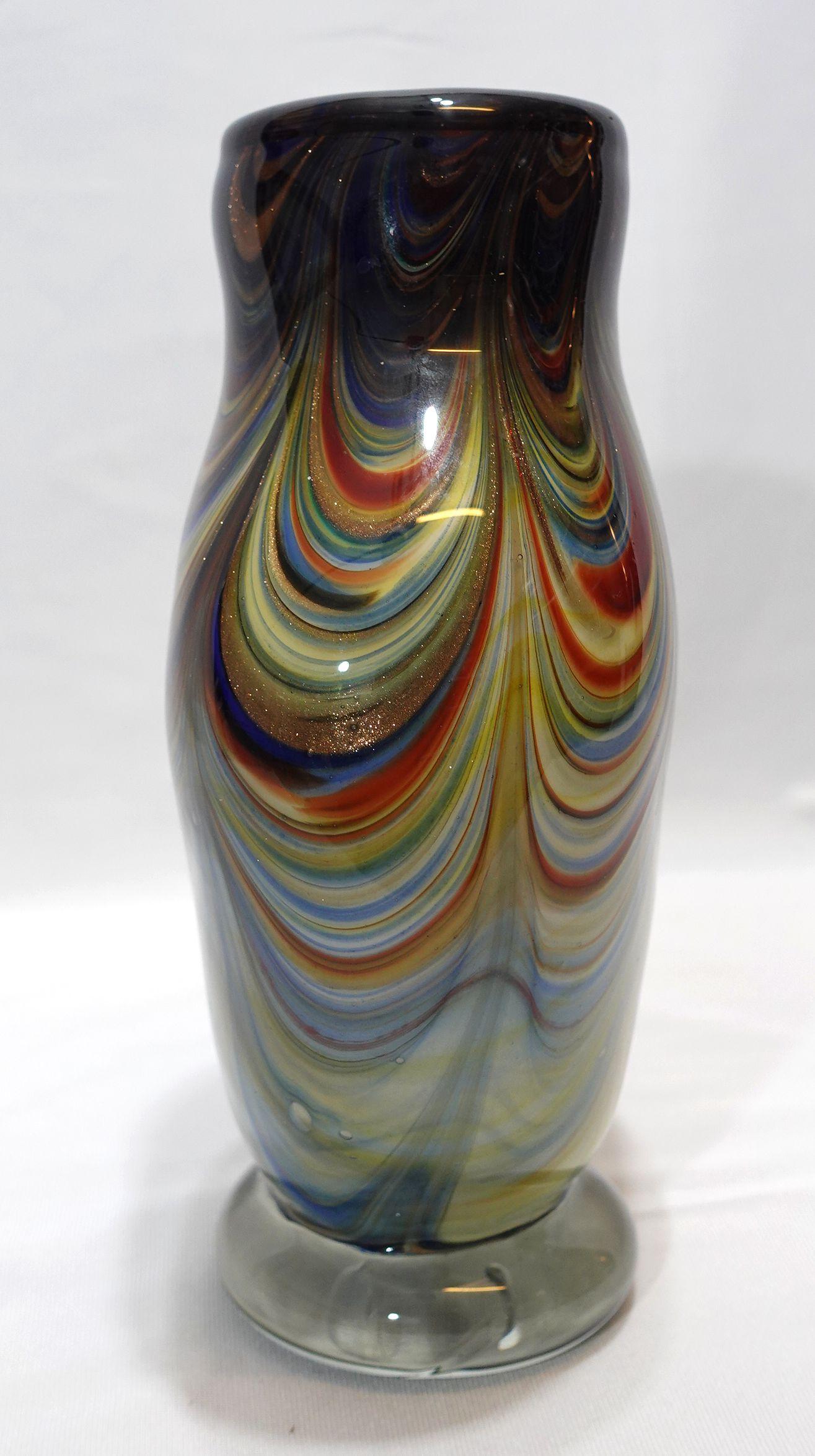 20th Century A Large and Heavy Murano Hand Blown Ripple Glass Vase For Sale