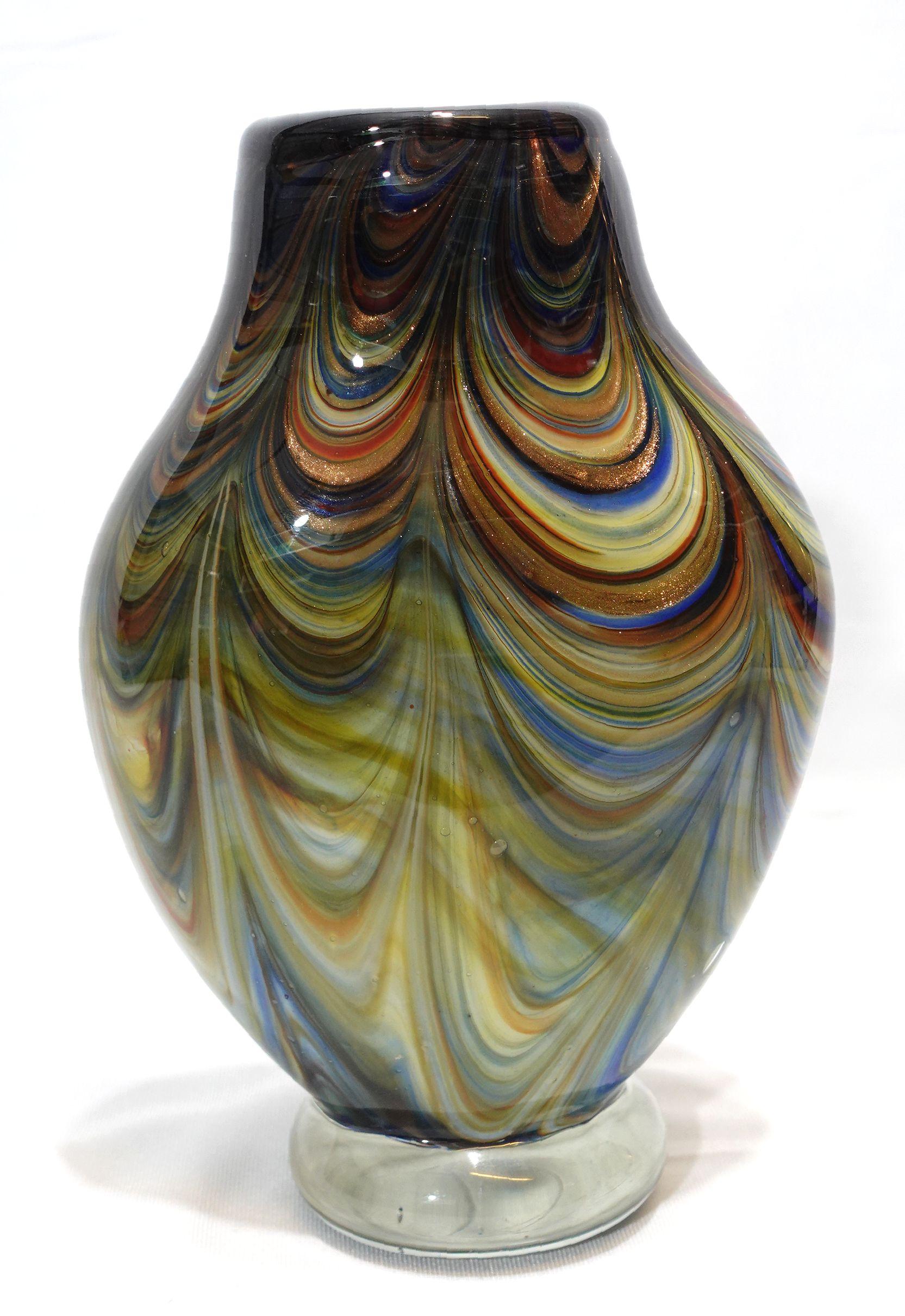 Verre Un grand et lourd vase en verre de Murano soufflé à la main en vente