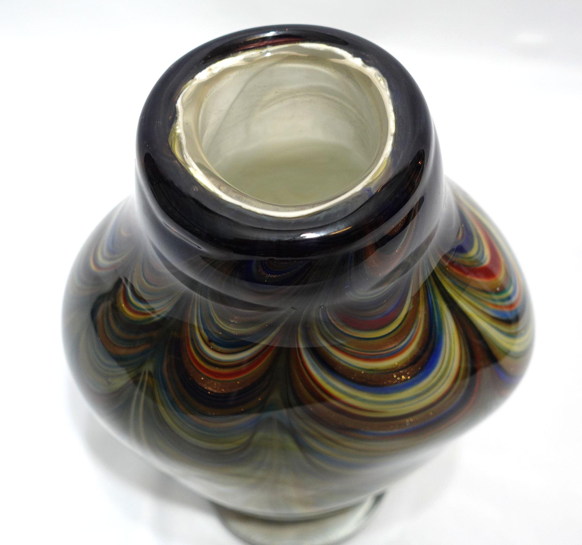 A Large and Heavy Murano Hand Blown Ripple Glass Vase For Sale 2