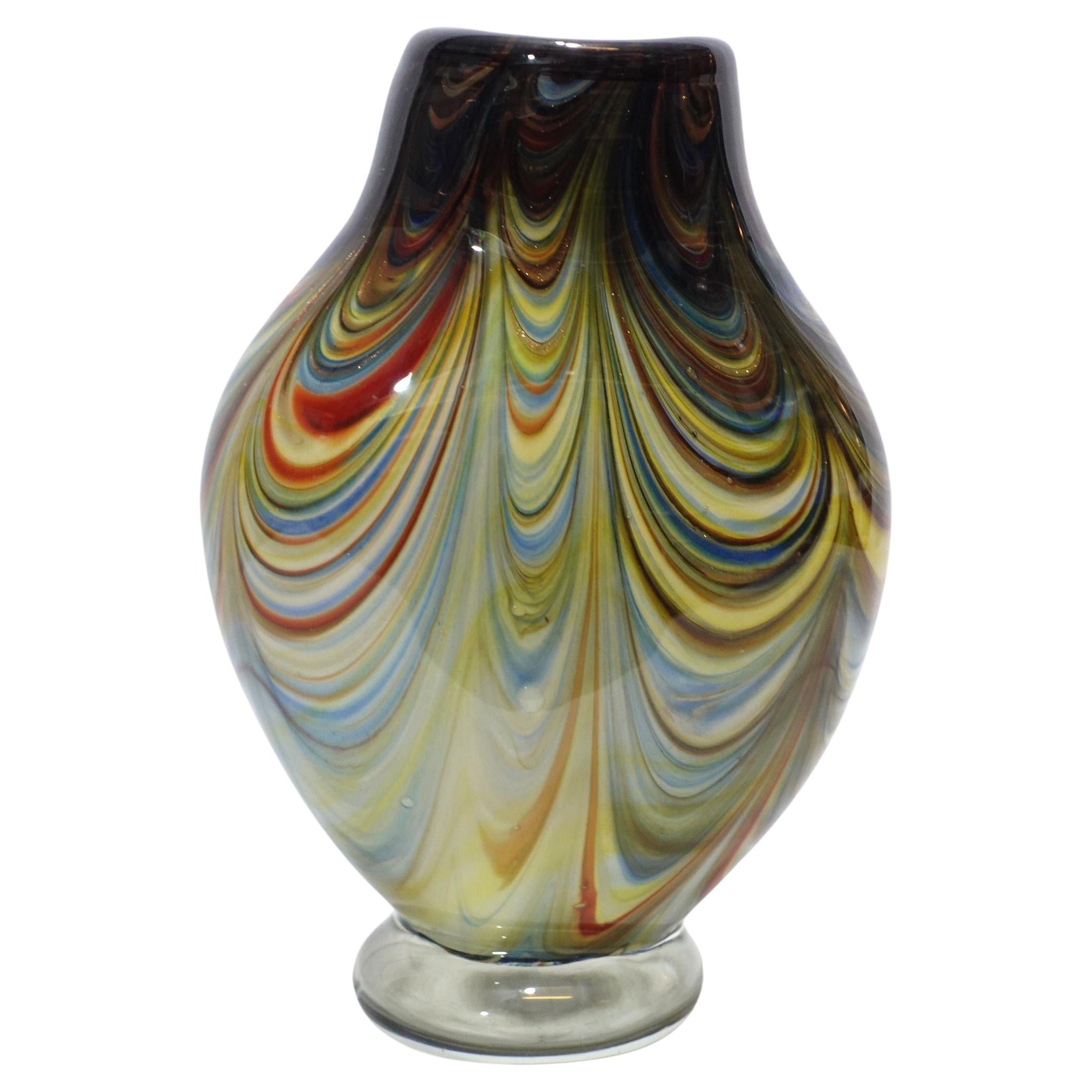 A Large and Heavy Murano Hand Blown Ripple Glass Vase For Sale