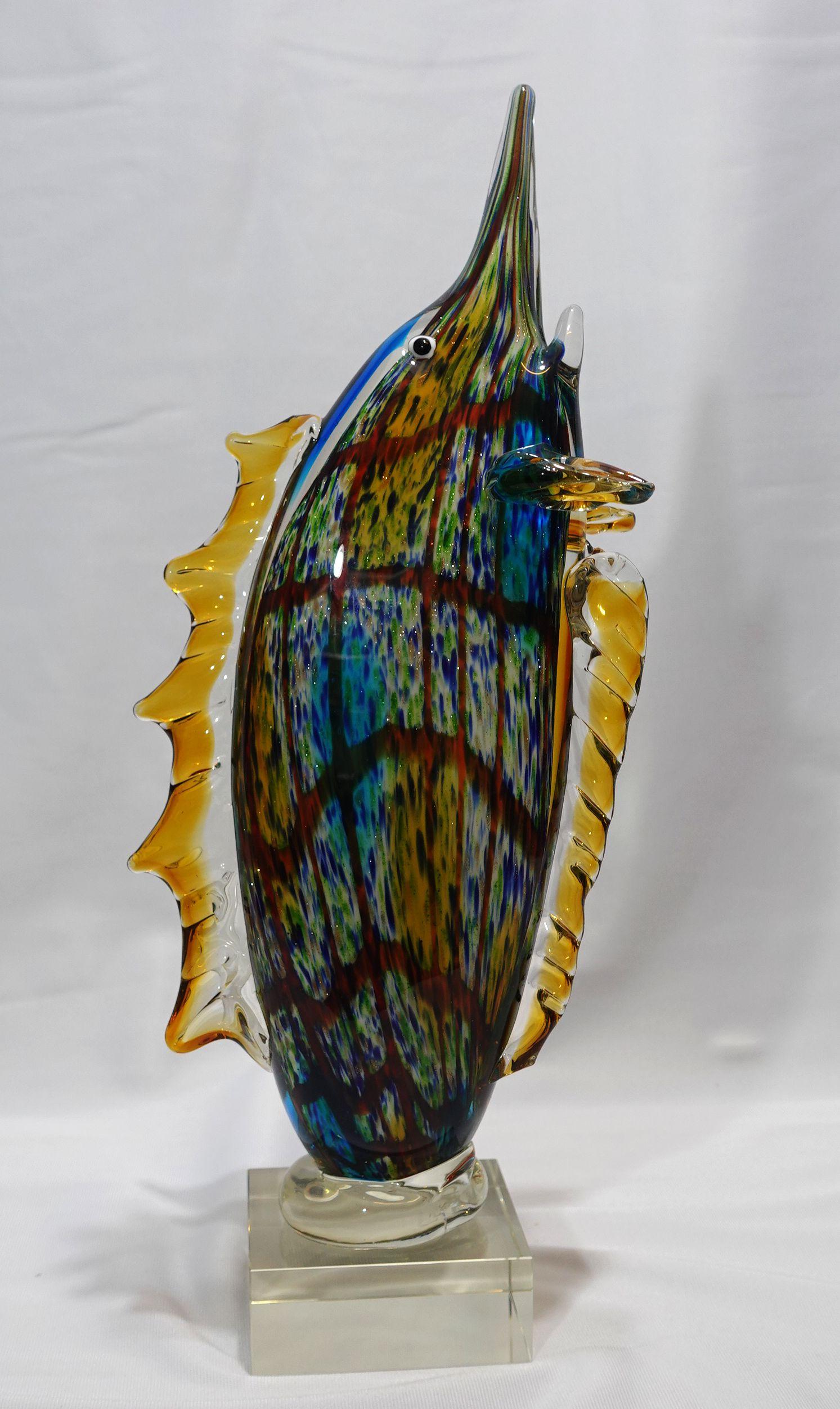 A Large and Heavy Murano Style Art Glass SailFish For Sale 5