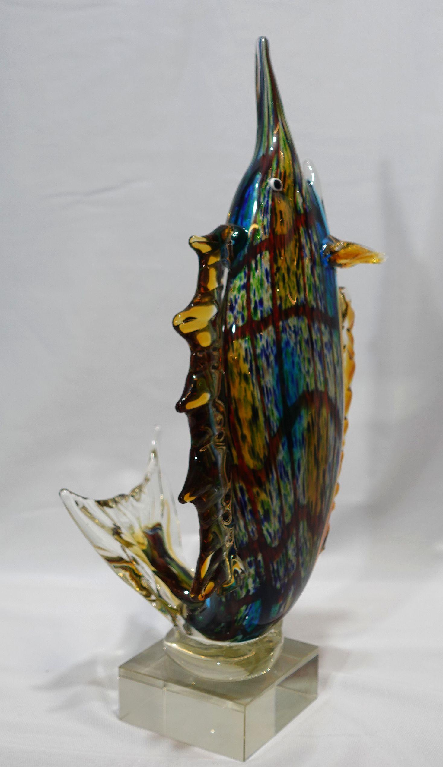 A Large and Heavy Murano Style Art Glass SailFish For Sale 9