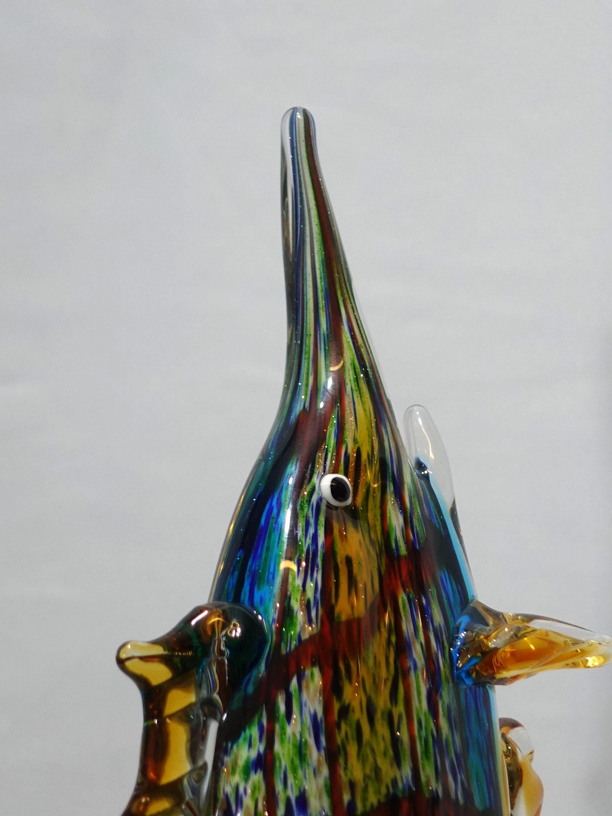 A Large and Heavy Murano Style Art Glass SailFish For Sale 10