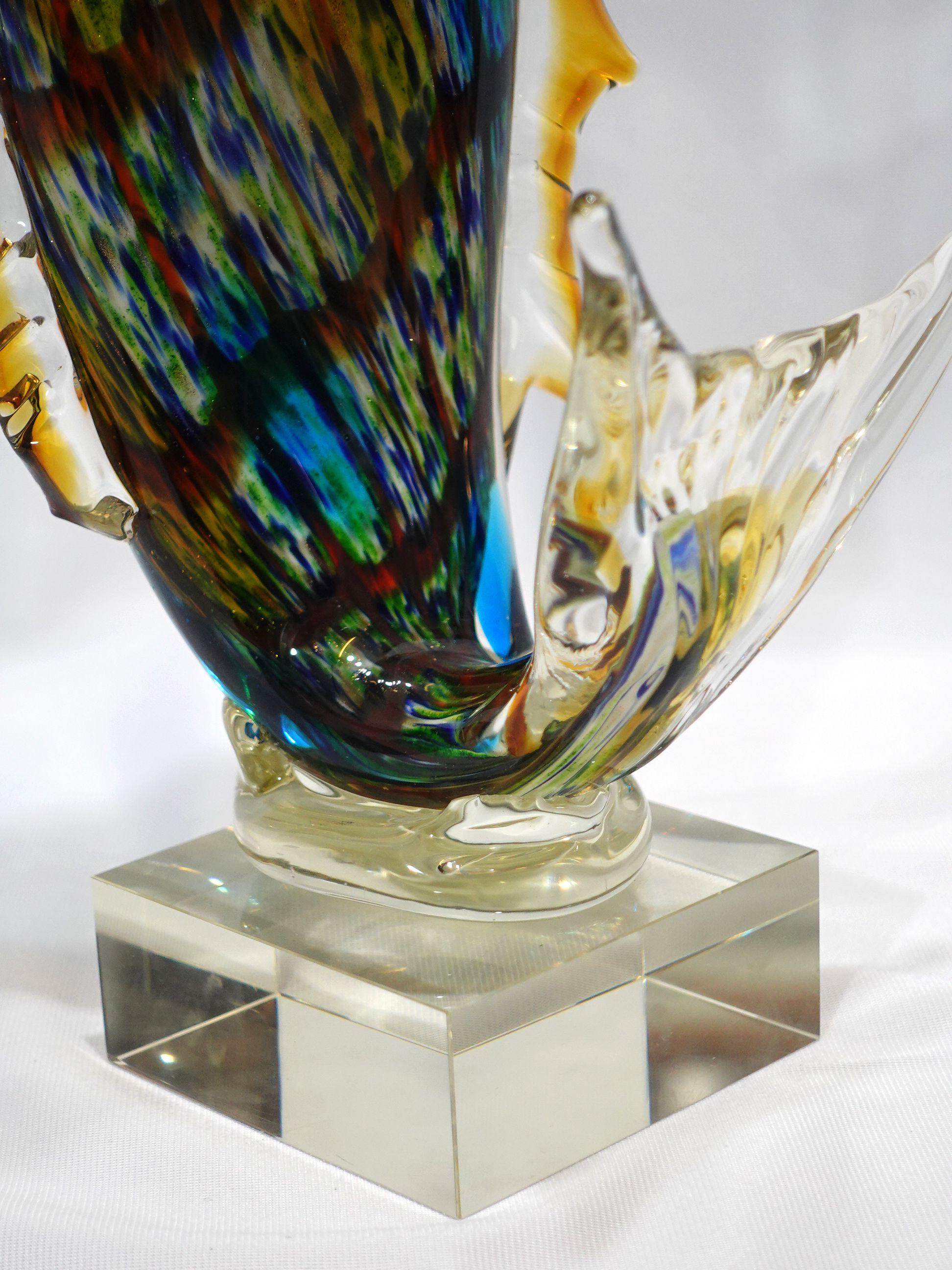 A Large and Heavy Murano Style Art Glass SailFish In Excellent Condition For Sale In Norton, MA