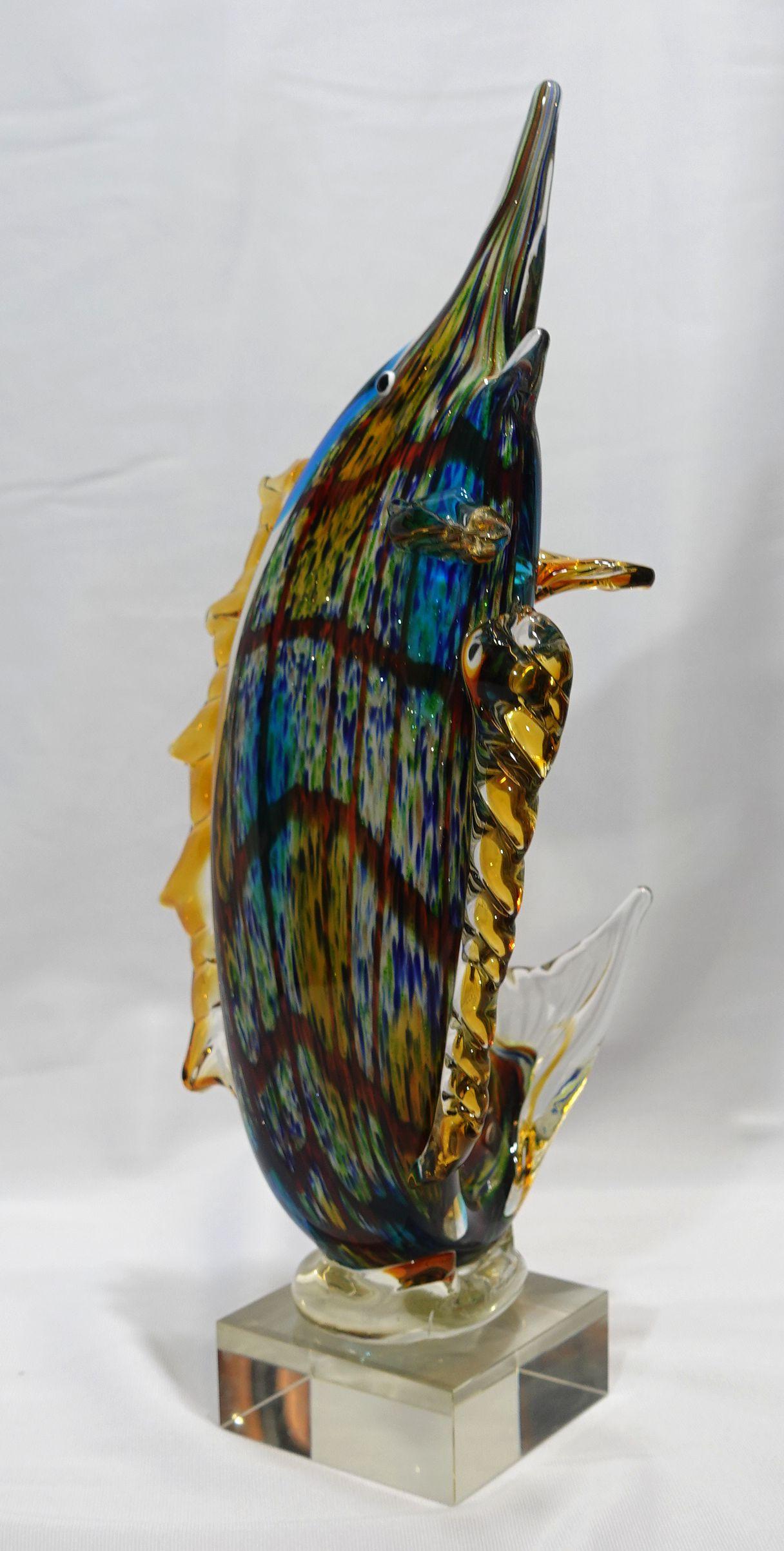 A Large and Heavy Murano Style Art Glass SailFish For Sale 1