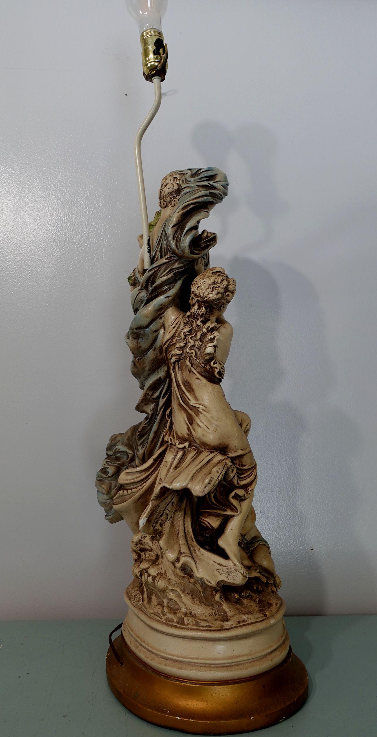 Hand-Crafted Large and Heavy Vintage Italian Figural Group Lamp For Sale