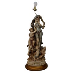 Grande et lourde lampe de groupe figurative italienne vintage