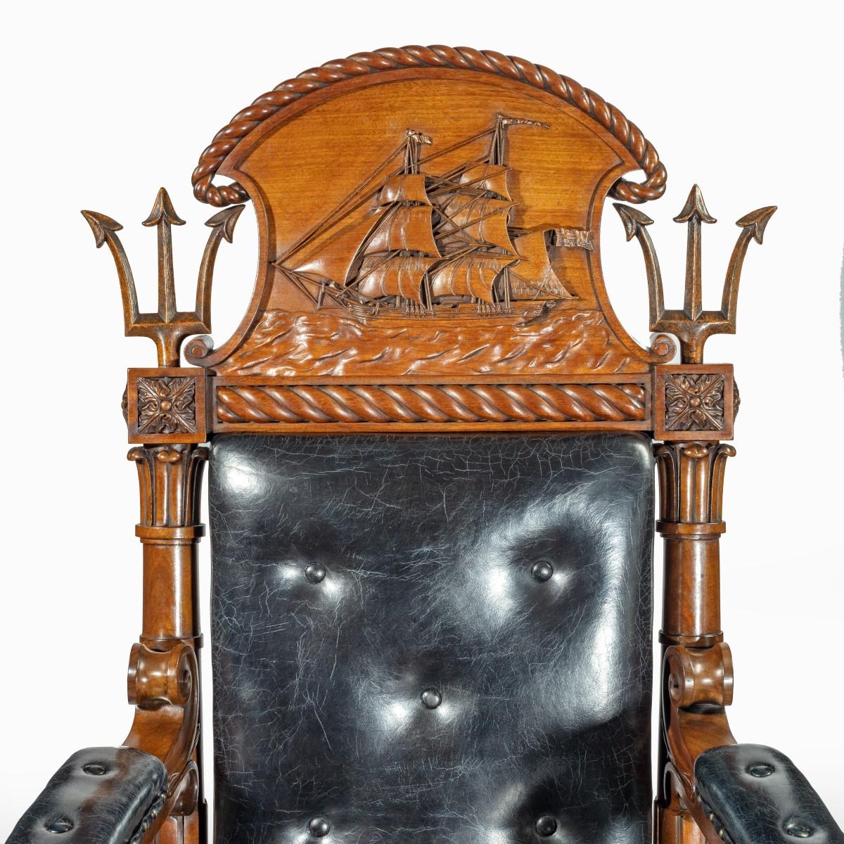 Large and Imposing Regency Nautical Chair Made for the Alliance Assurance Comp For Sale 6