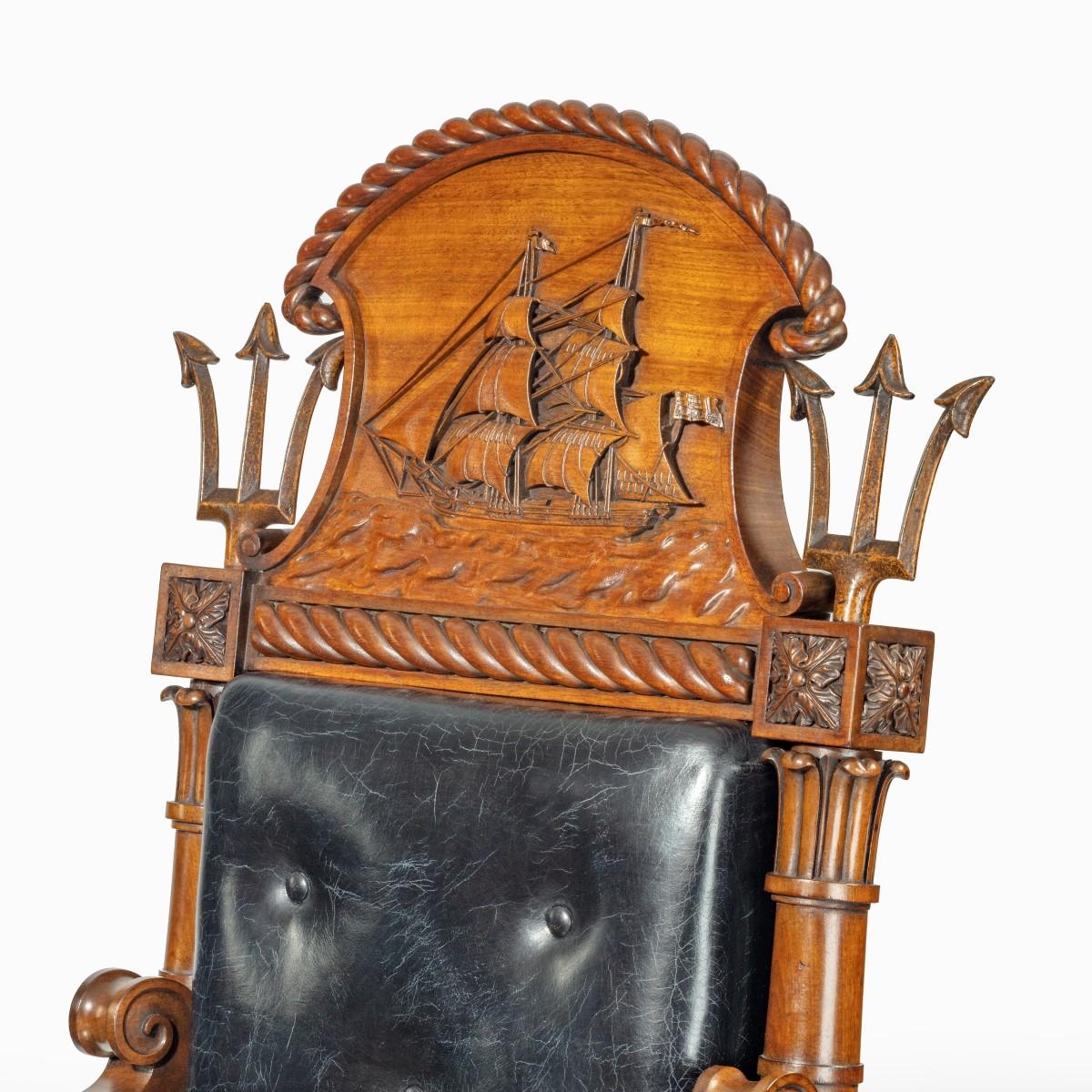 Large and Imposing Regency Nautical Chair Made for the Alliance Assurance Comp For Sale 8