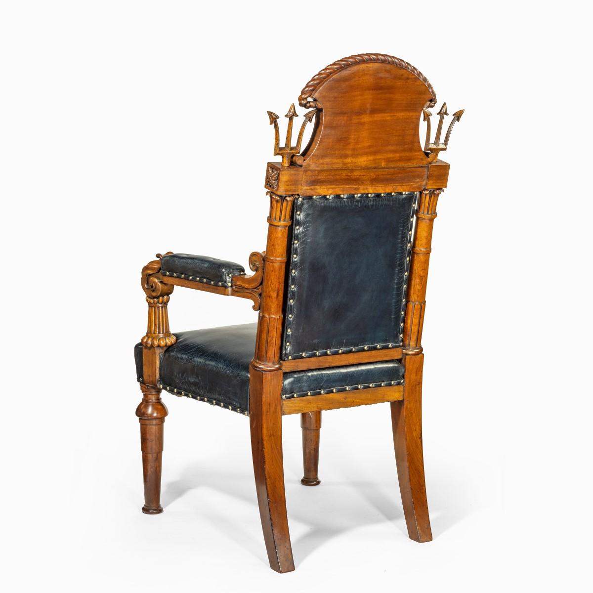 Large and Imposing Regency Nautical Chair Made for the Alliance Assurance Comp For Sale 11