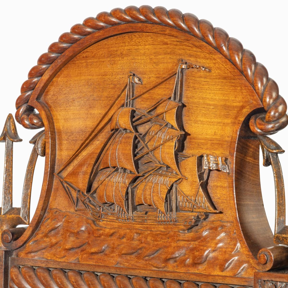 Leather Large and Imposing Regency Nautical Chair Made for the Alliance Assurance Comp For Sale