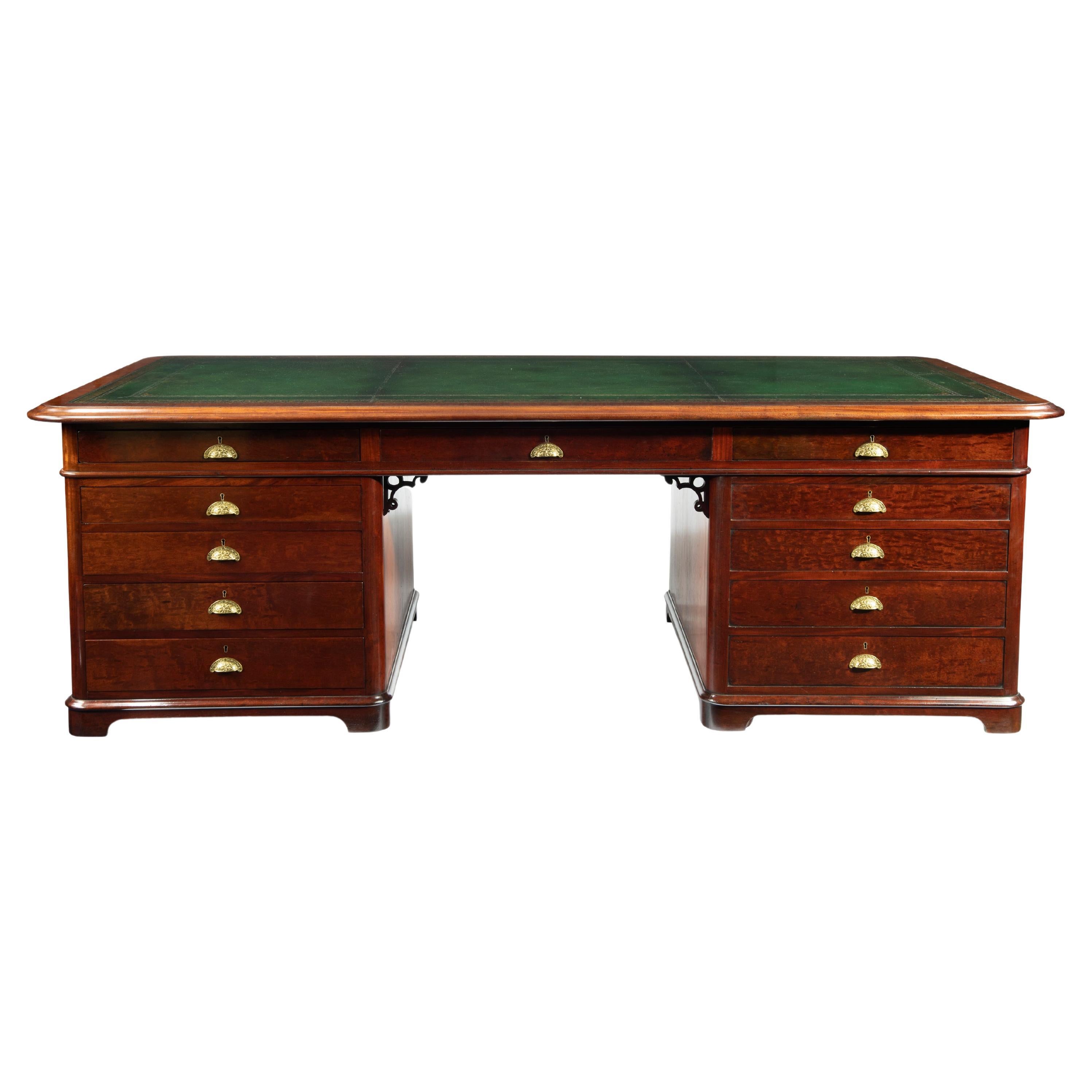 Large and Imposing Victorian Mahogany Partners’ Desk For Sale