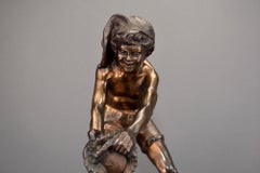 Large and Impressive Antique Figure of a Fisher Boy Standing on Rock