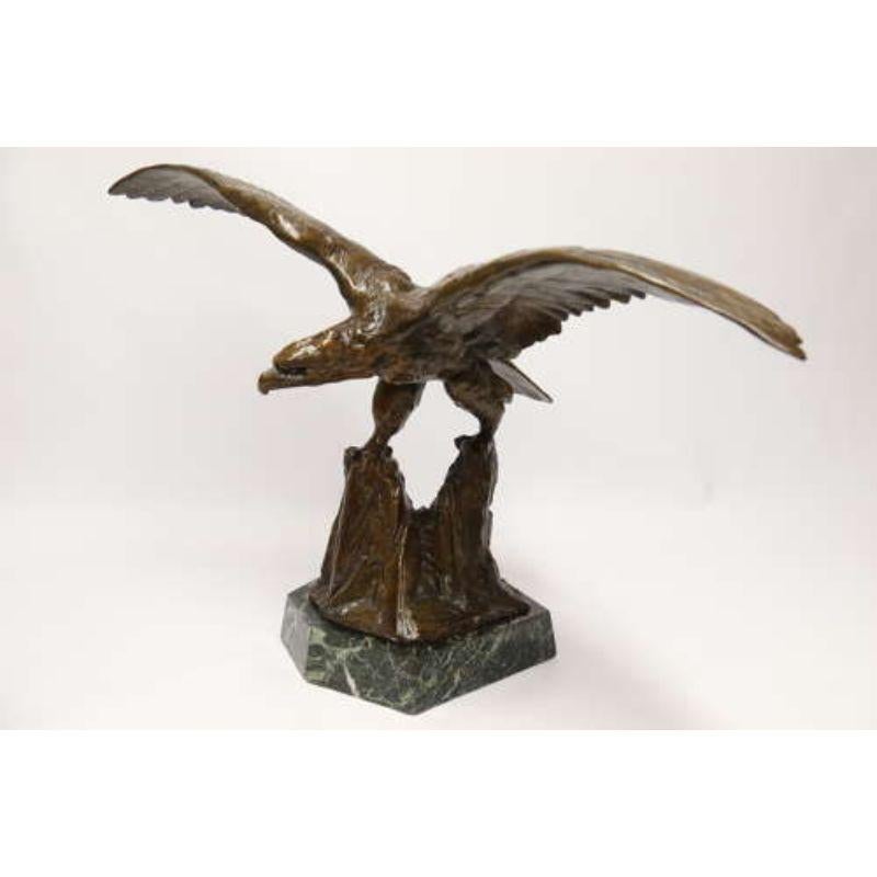 A Large and Impressive Bronze Sculpture of a Eagle by Claude Mirval In Good Condition For Sale In Central England, GB