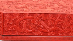 Large and Impressive Chinese Cinnabar Lacquer "Dragon" Box and Cover