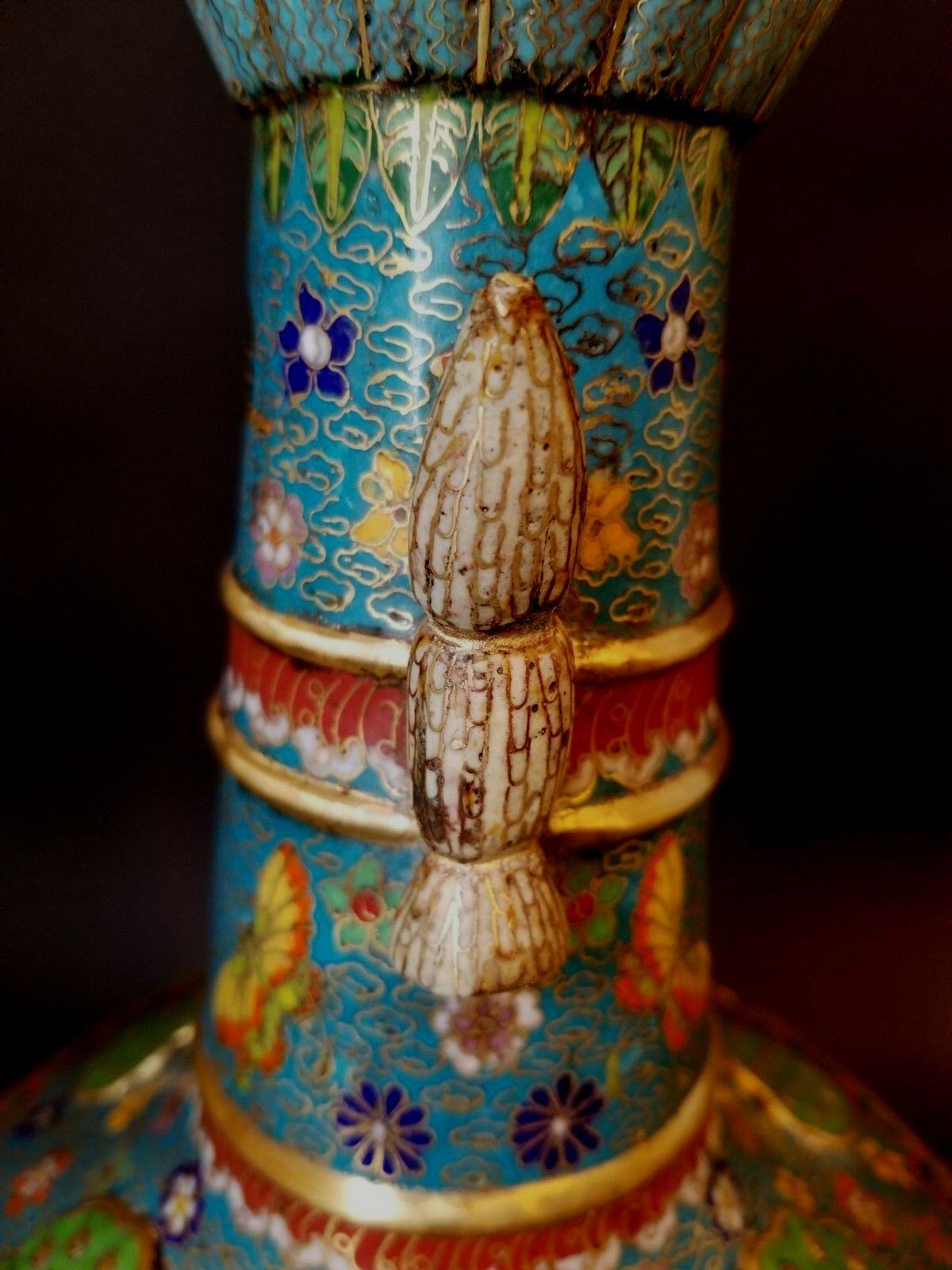 Copper Large and Impressive Chinese Cloisonné Enamel Vase, 19th Century